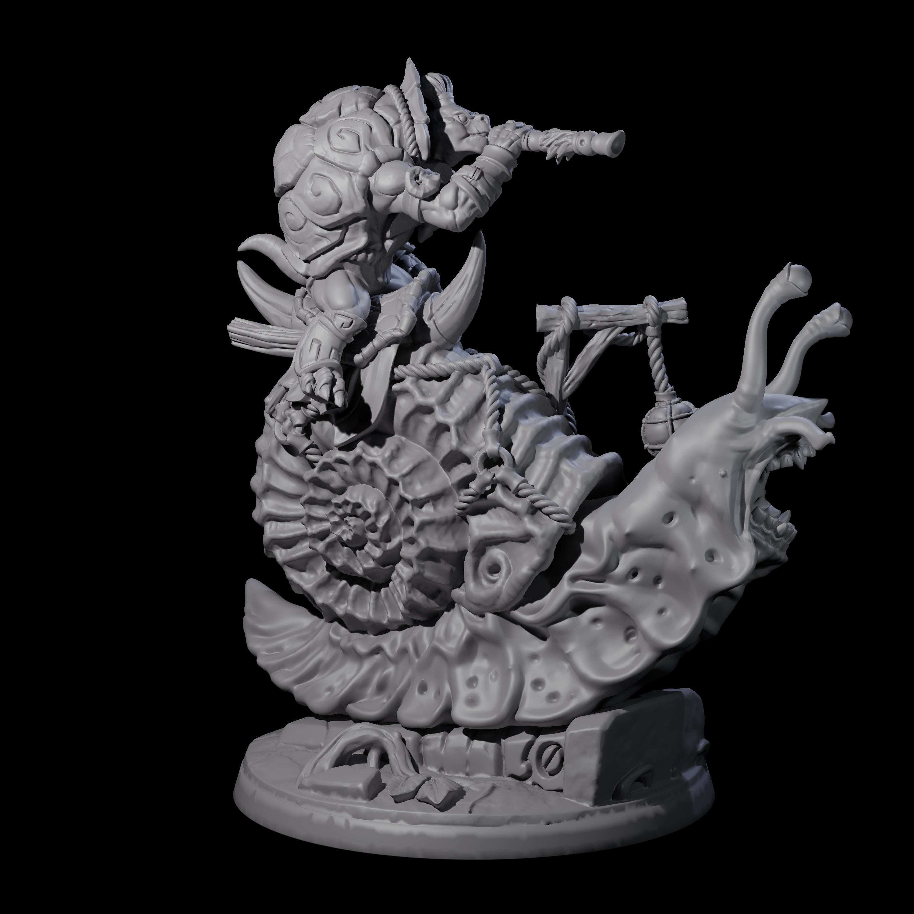 Tortle Warrior Riding Giant Snail C Miniature for Dungeons and Dragons, Pathfinder or other TTRPGs