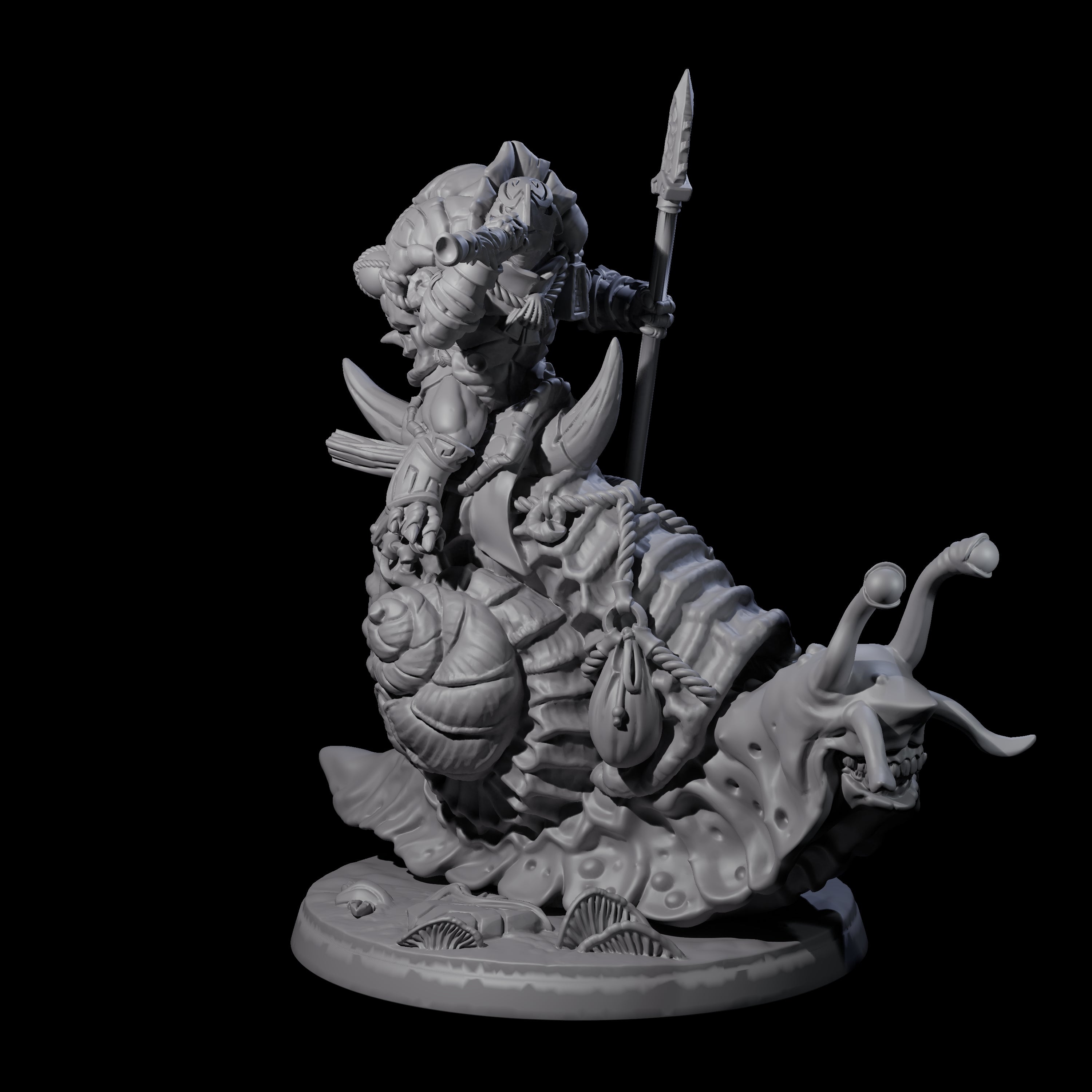 Tortle Warrior Riding Giant Snail D Miniature for Dungeons and Dragons, Pathfinder or other TTRPGs