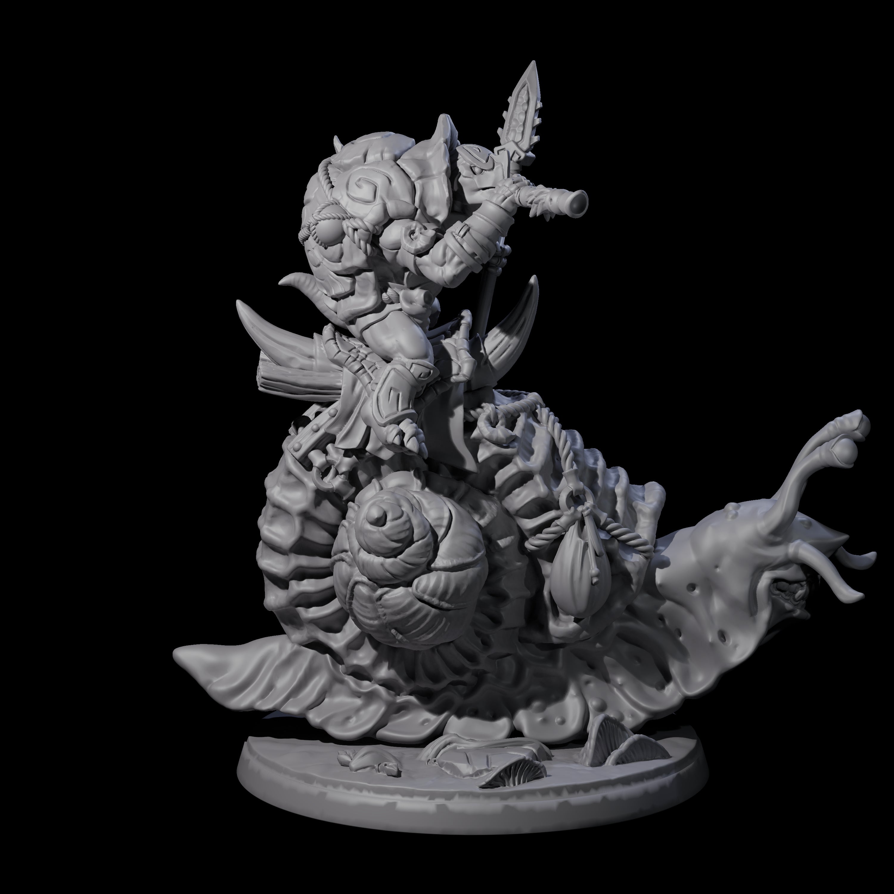 Tortle Warrior Riding Giant Snail D Miniature for Dungeons and Dragons, Pathfinder or other TTRPGs