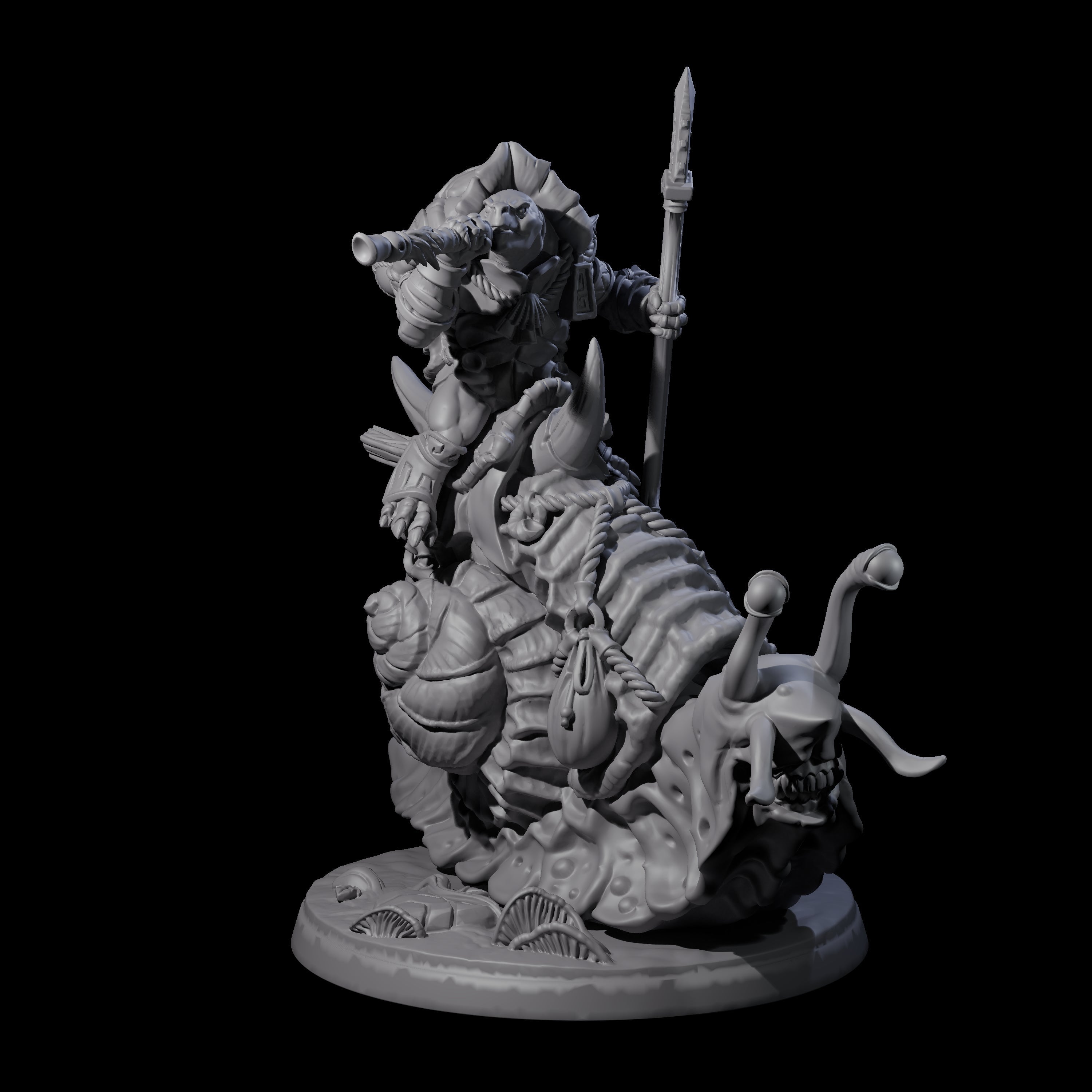 Tortle Warrior Riding Giant Snail D Miniature for Dungeons and Dragons, Pathfinder or other TTRPGs