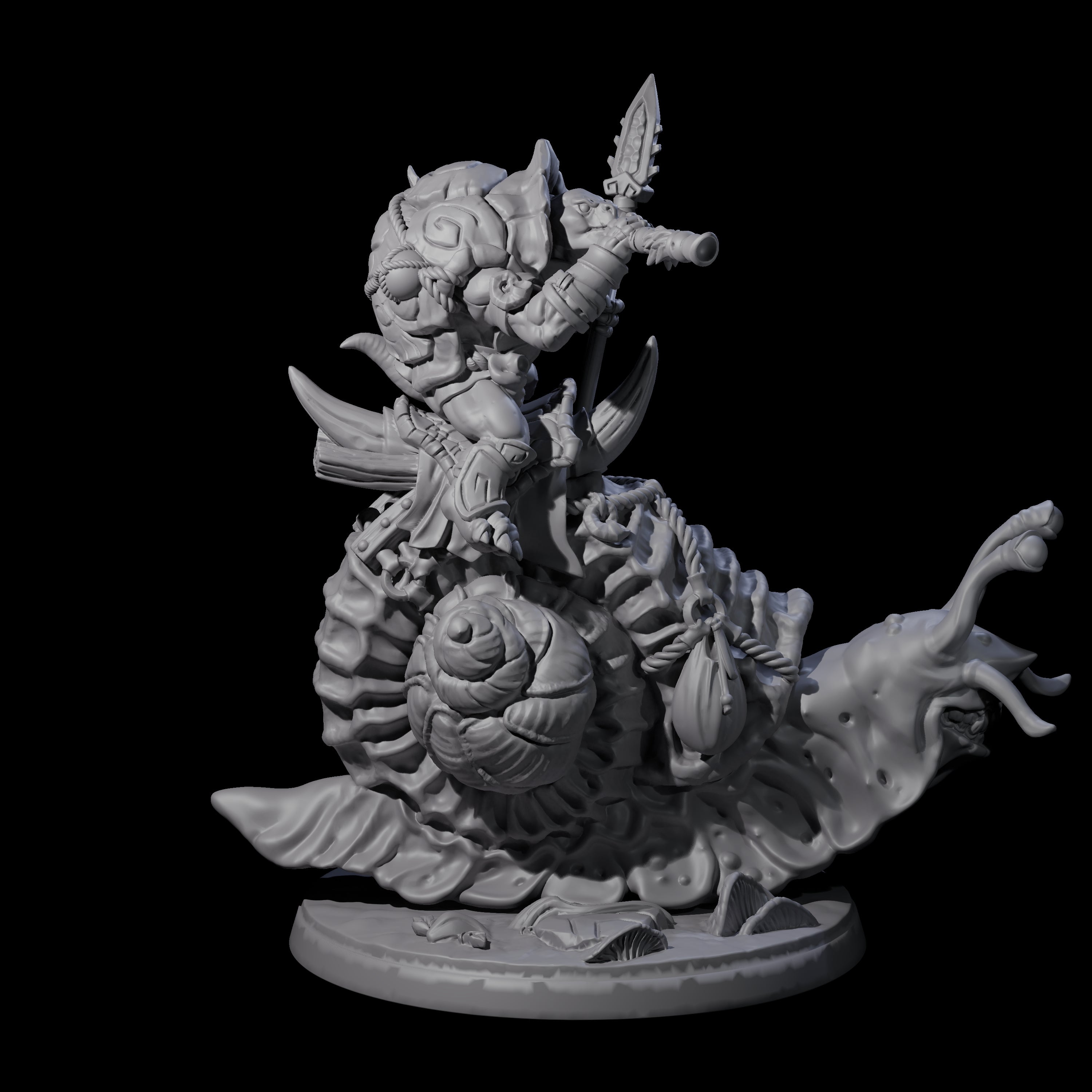 Tortle Warrior Riding Giant Snail D Miniature for Dungeons and Dragons, Pathfinder or other TTRPGs