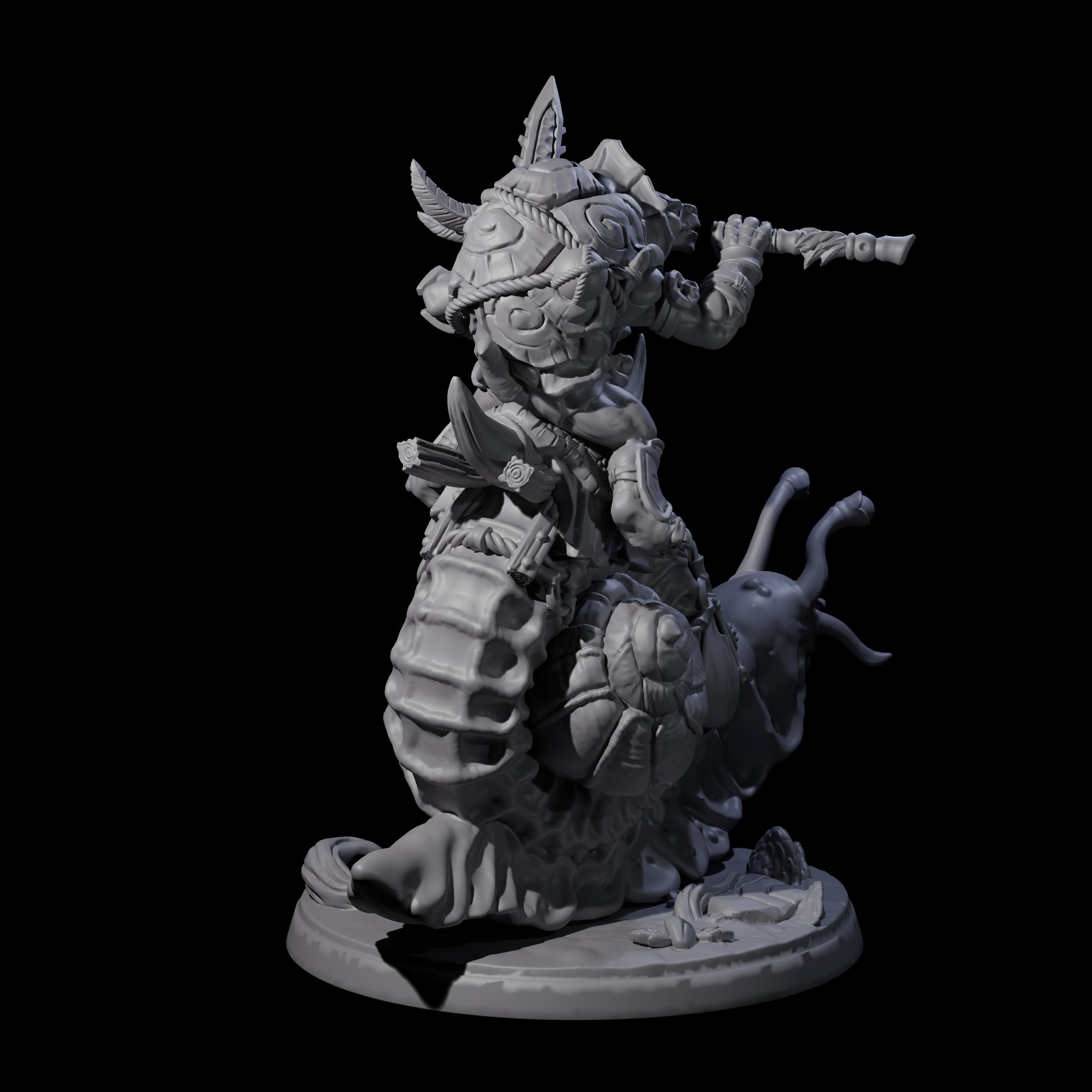 Tortle Warrior Riding Giant Snail D Miniature for Dungeons and Dragons, Pathfinder or other TTRPGs