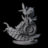 Tortle Warrior Riding Giant Snail D Miniature for Dungeons and Dragons, Pathfinder or other TTRPGs