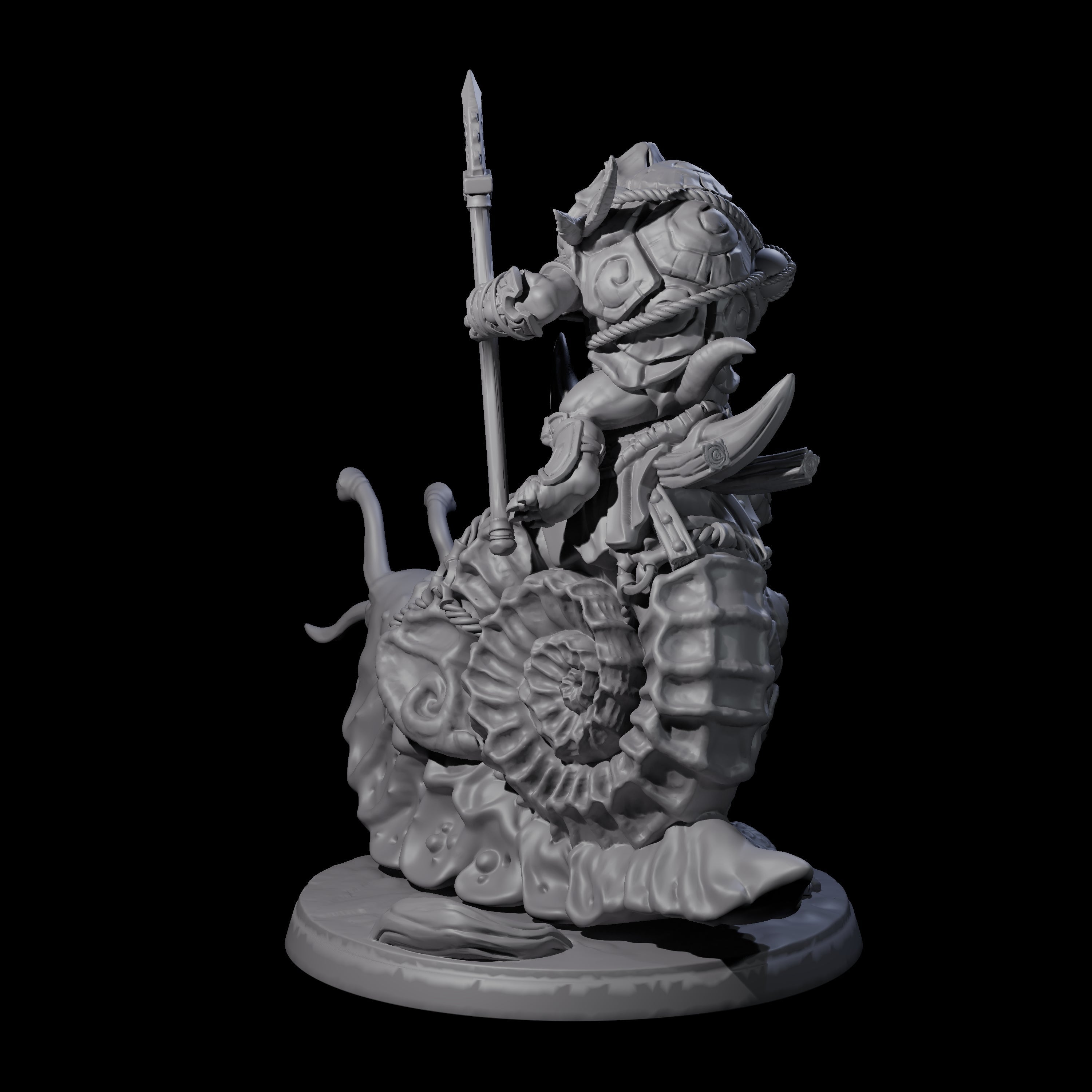 Tortle Warrior Riding Giant Snail D Miniature for Dungeons and Dragons, Pathfinder or other TTRPGs