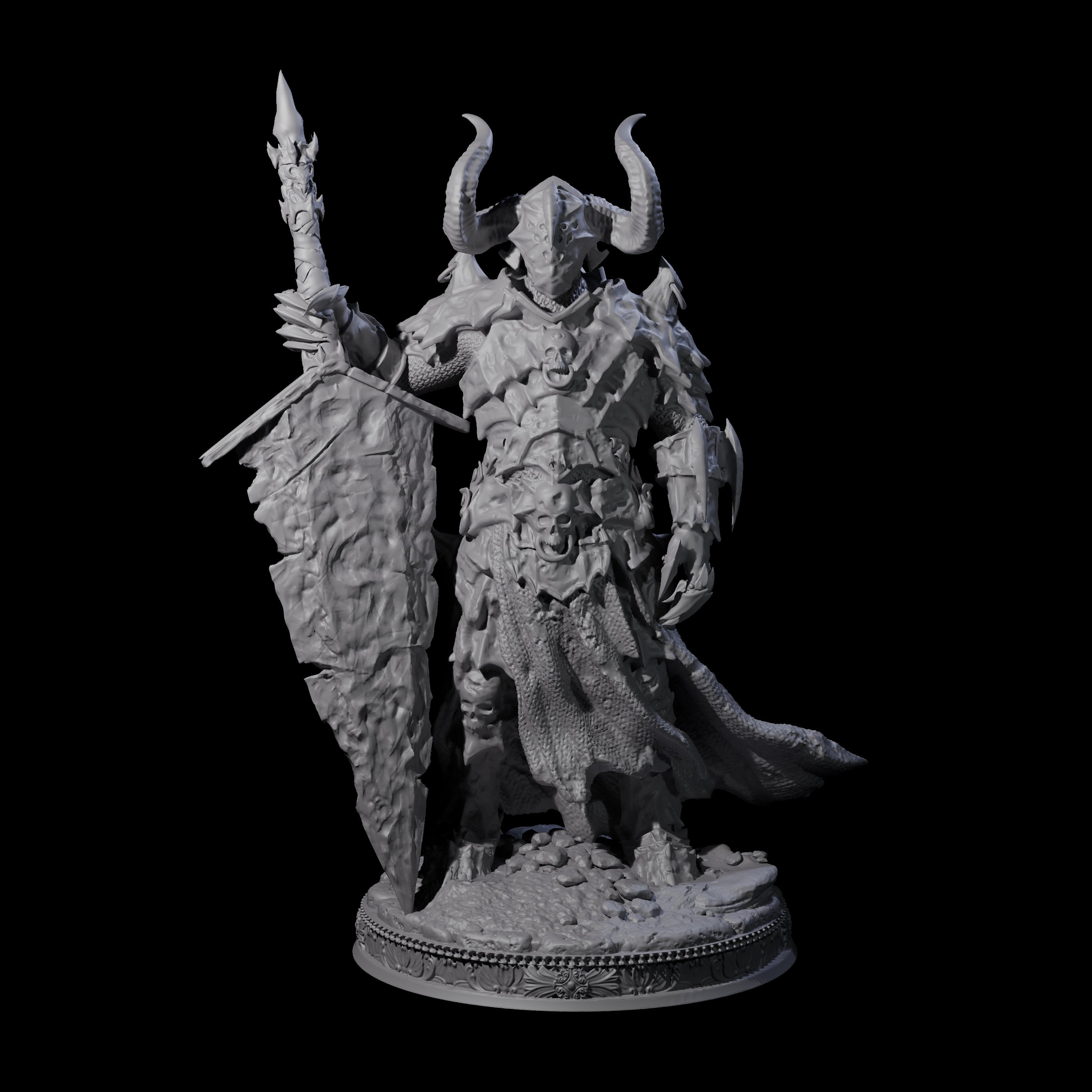 Towering Hell Paladin Miniature for Dungeons and Dragons, Pathfinder or other TTRPGs