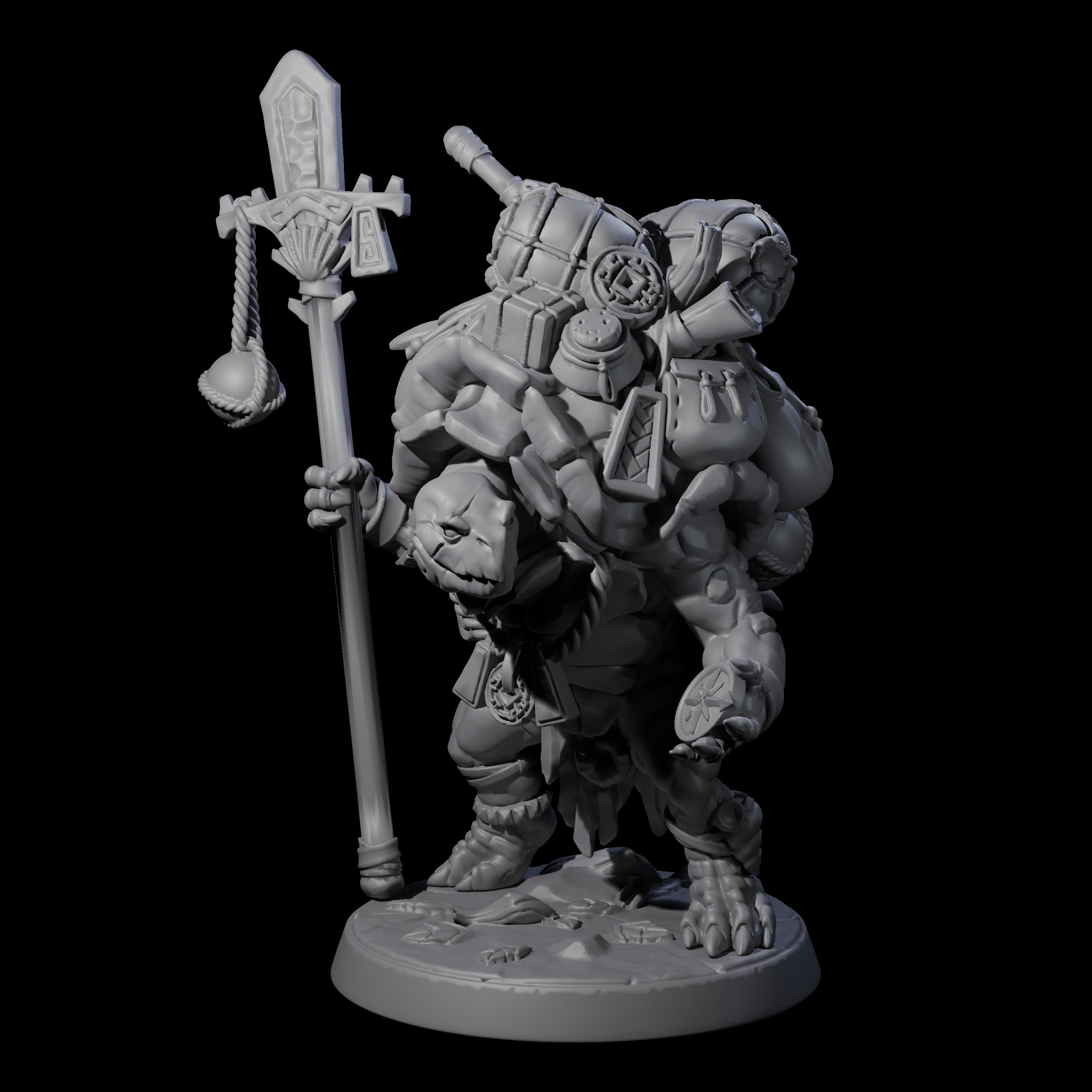 Travelling Tortle Merchant Miniature for Dungeons and Dragons, Pathfinder or other TTRPGs