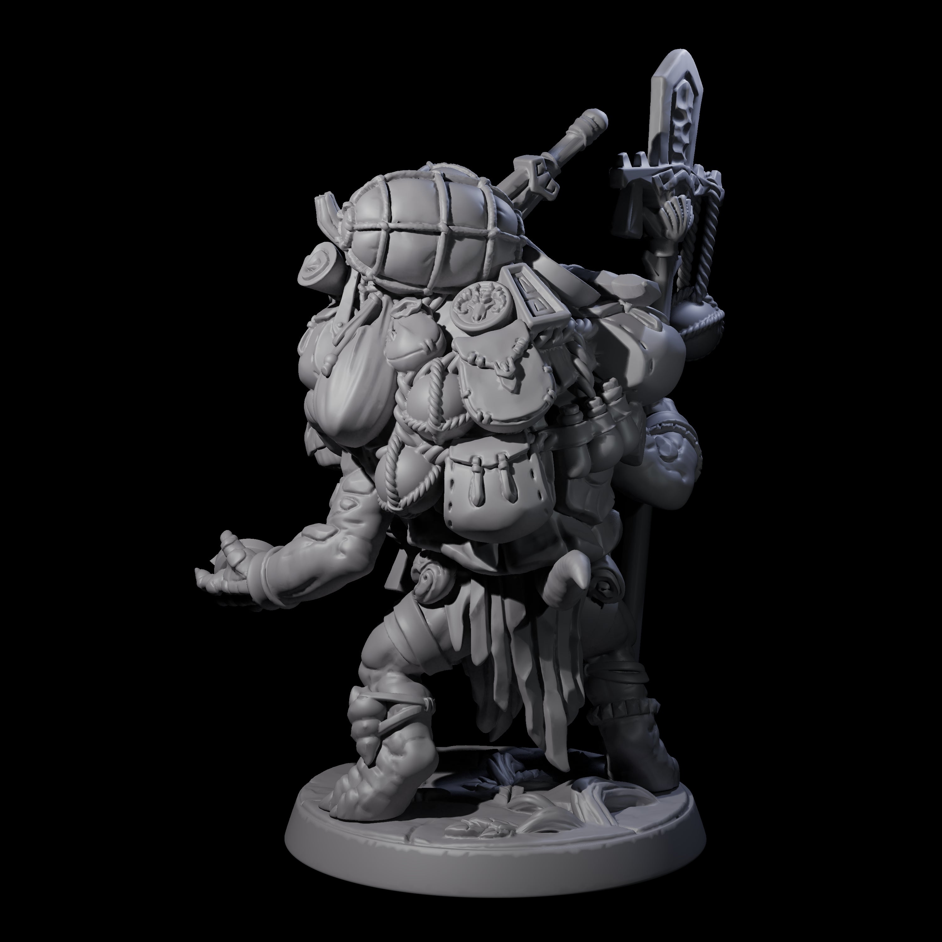 Travelling Tortle Merchant Miniature for Dungeons and Dragons, Pathfinder or other TTRPGs