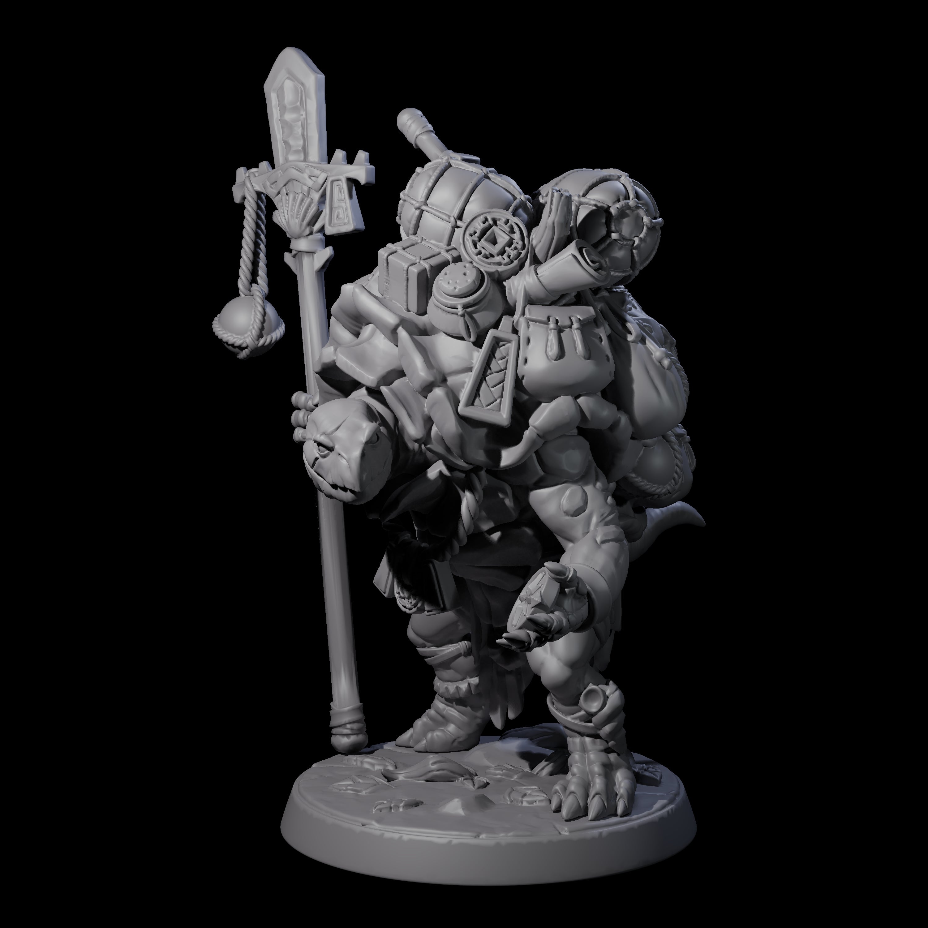 Travelling Tortle Merchant Miniature for Dungeons and Dragons, Pathfinder or other TTRPGs