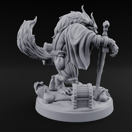 Treasure Collecting Werewolf Barbarian Miniature for Dungeons and Dragons, Pathfinder or other TTRPGs