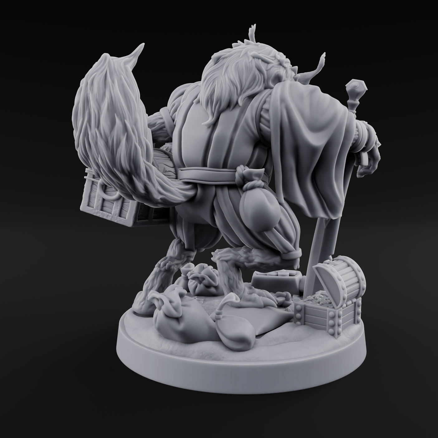 Treasure Collecting Werewolf Barbarian Miniature for Dungeons and Dragons, Pathfinder or other TTRPGs