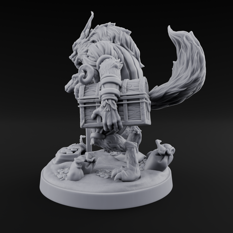 Treasure Collecting Werewolf Barbarian Miniature for Dungeons and Dragons, Pathfinder or other TTRPGs