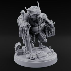 Treasure Collecting Werewolf Barbarian Miniature for Dungeons and Dragons, Pathfinder or other TTRPGs
