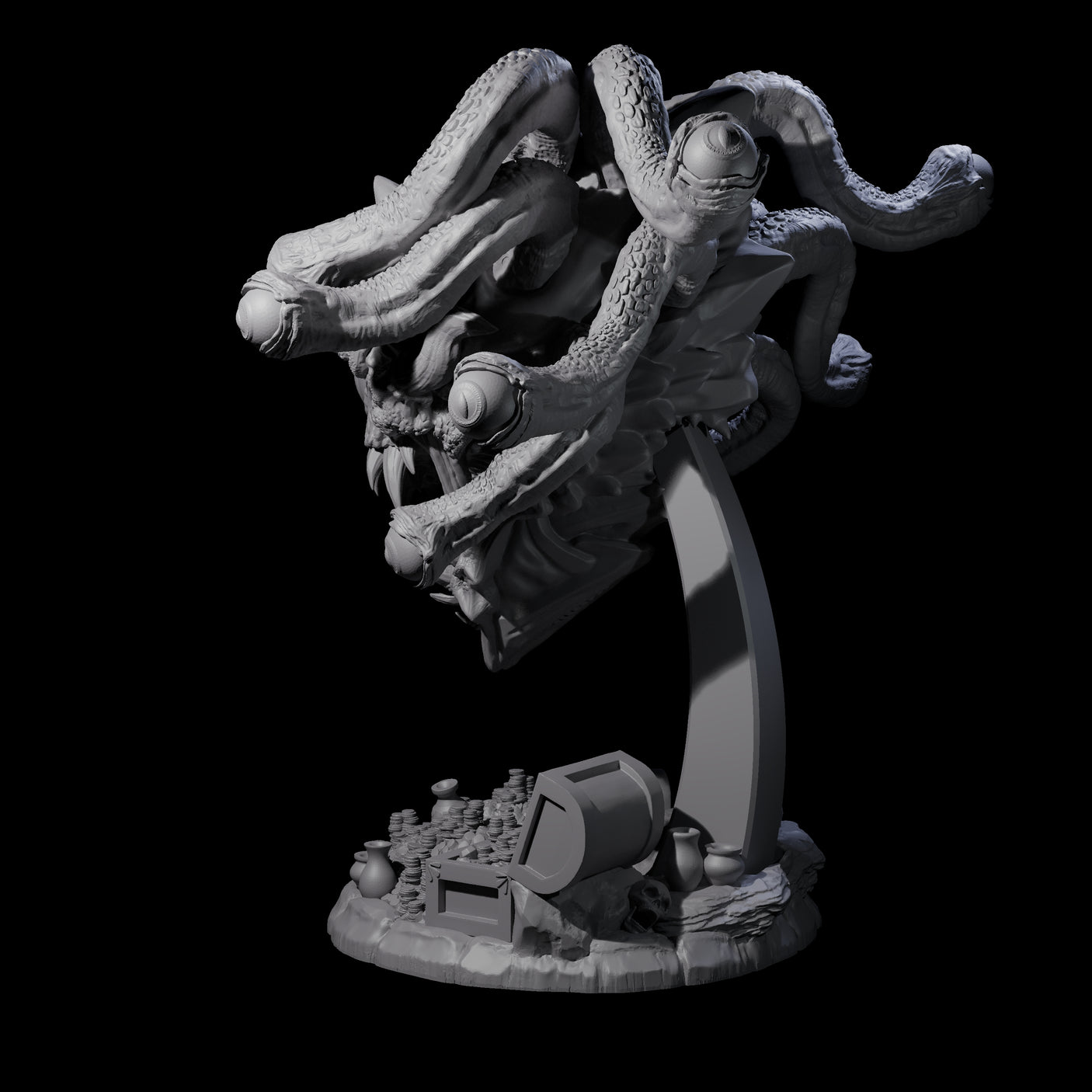 Treasure Hording Beholder Miniature for Dungeons and Dragons, Pathfinder or other TTRPGs