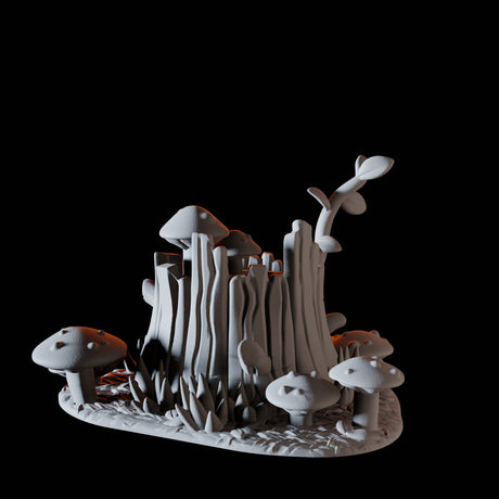 Tree Stump with Mushrooms Miniature for Dungeons and Dragons, Pathfinder or other TTRPGs