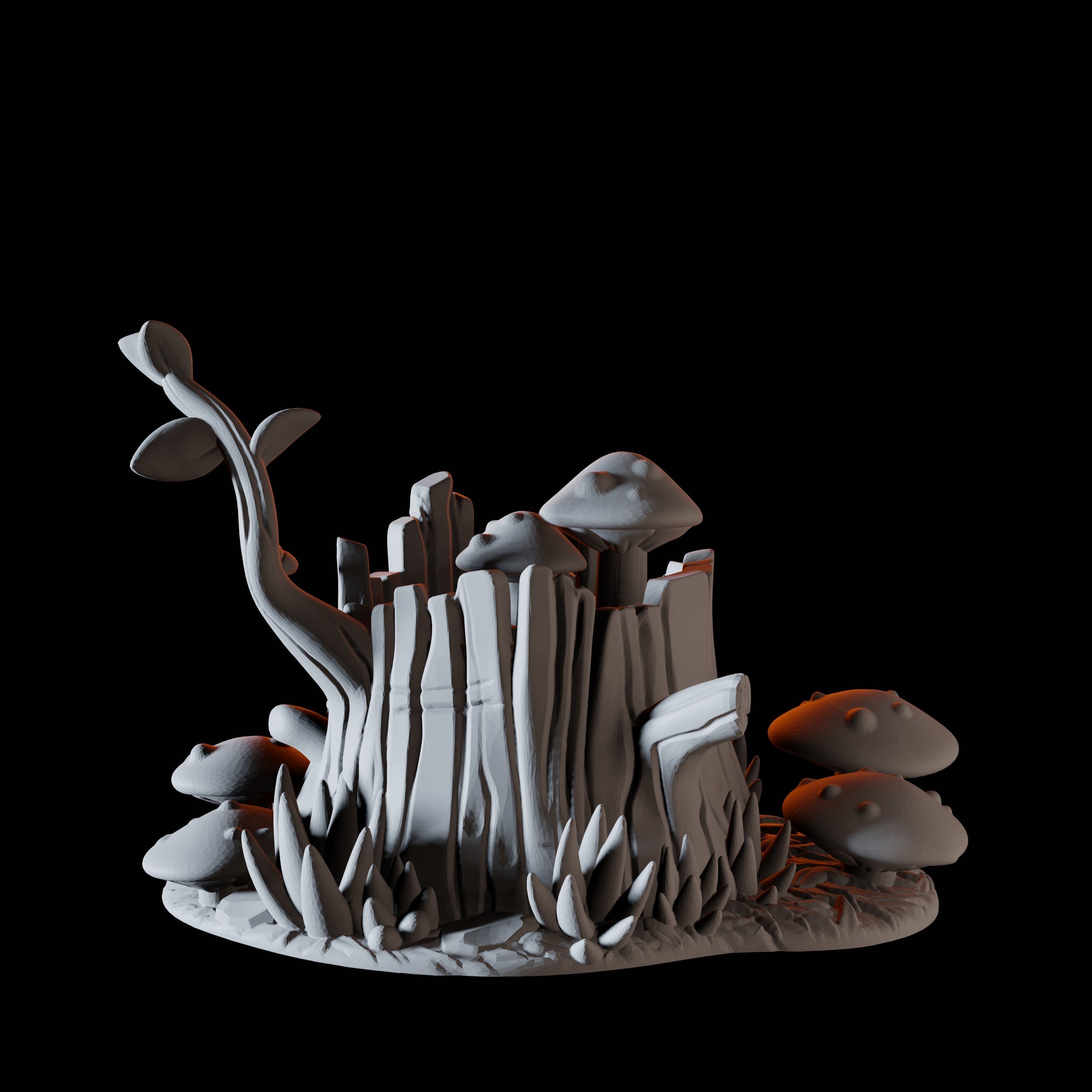 Tree Stump with Mushrooms - Forest Scatter Terrain Miniature for Dungeons and Dragons - Myth Forged