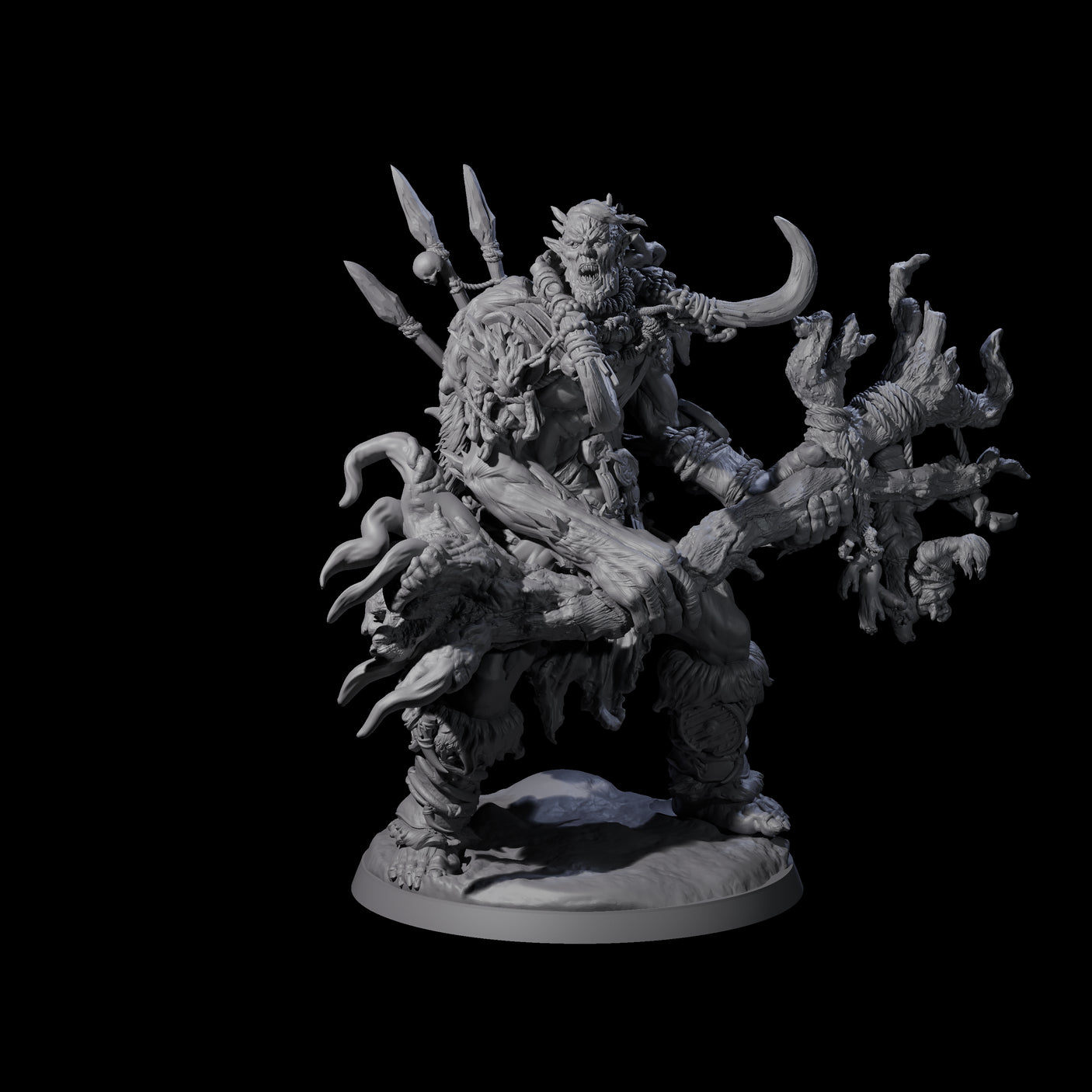 Tree Trunk Swinging Frost Giant Miniature for Dungeons and Dragons, Pathfinder or other TTRPGs