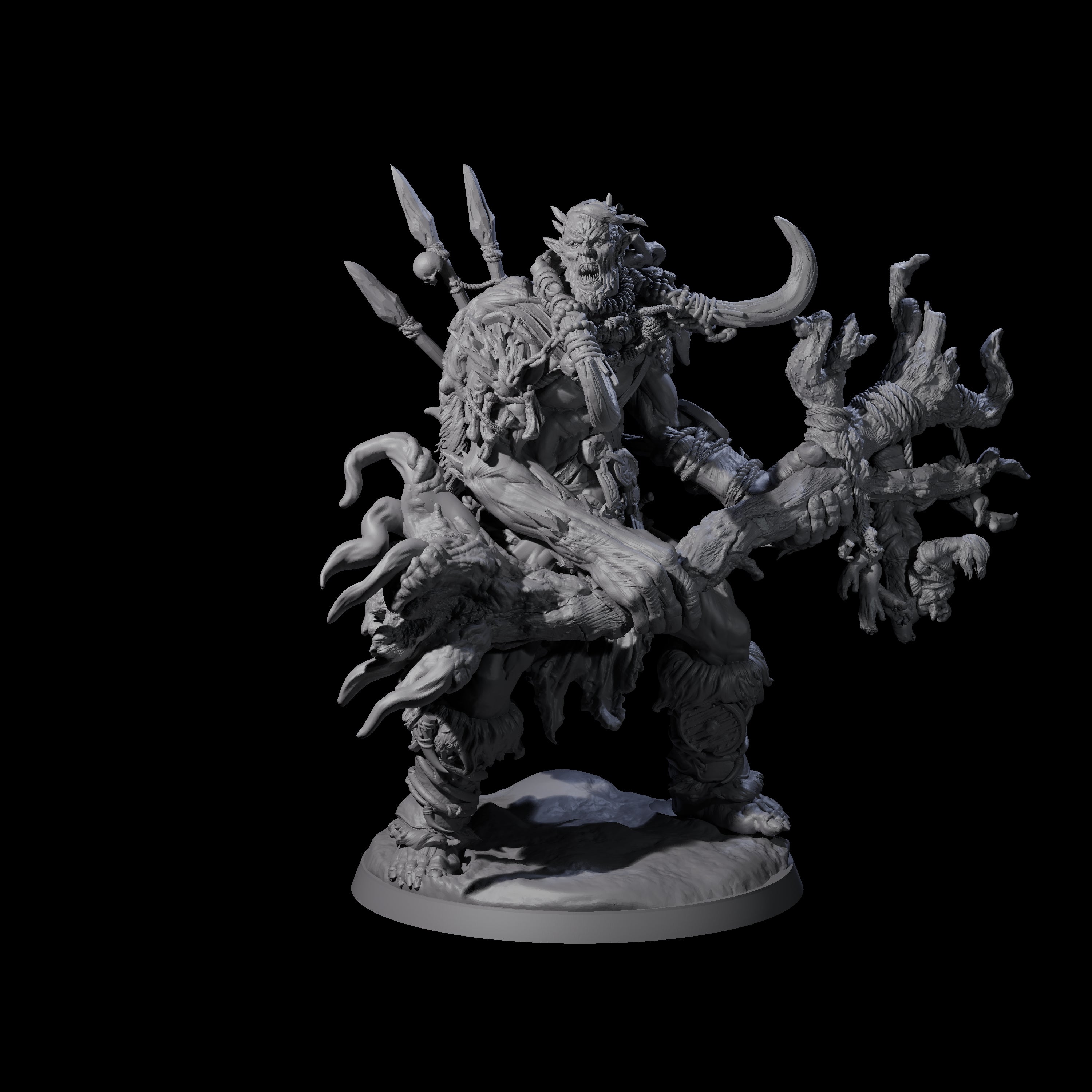 Tree Trunk Swinging Frost Giant Miniature for Dungeons and Dragons, Pathfinder or other TTRPGs