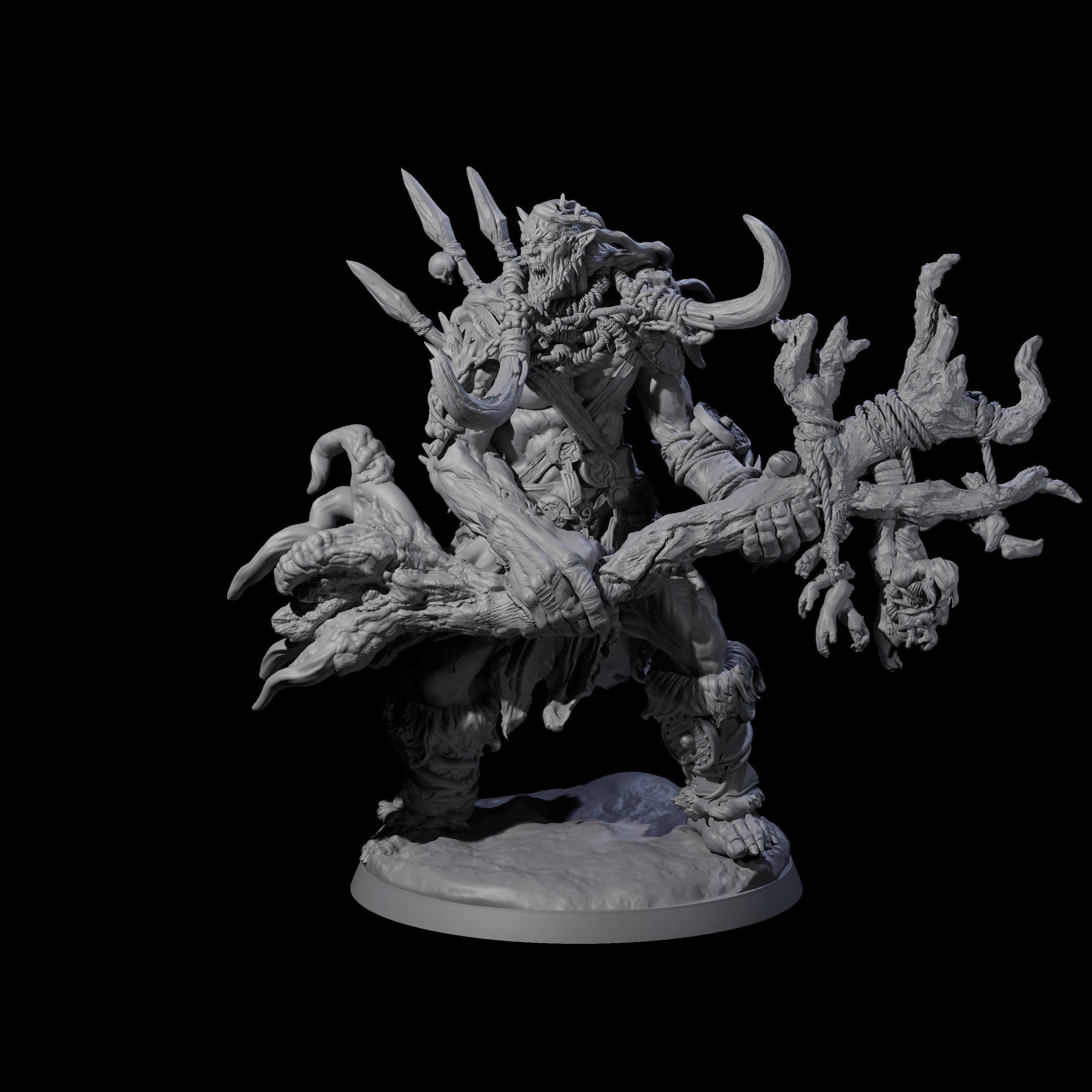 Tree Trunk Swinging Frost Giant Miniature for Dungeons and Dragons, Pathfinder or other TTRPGs