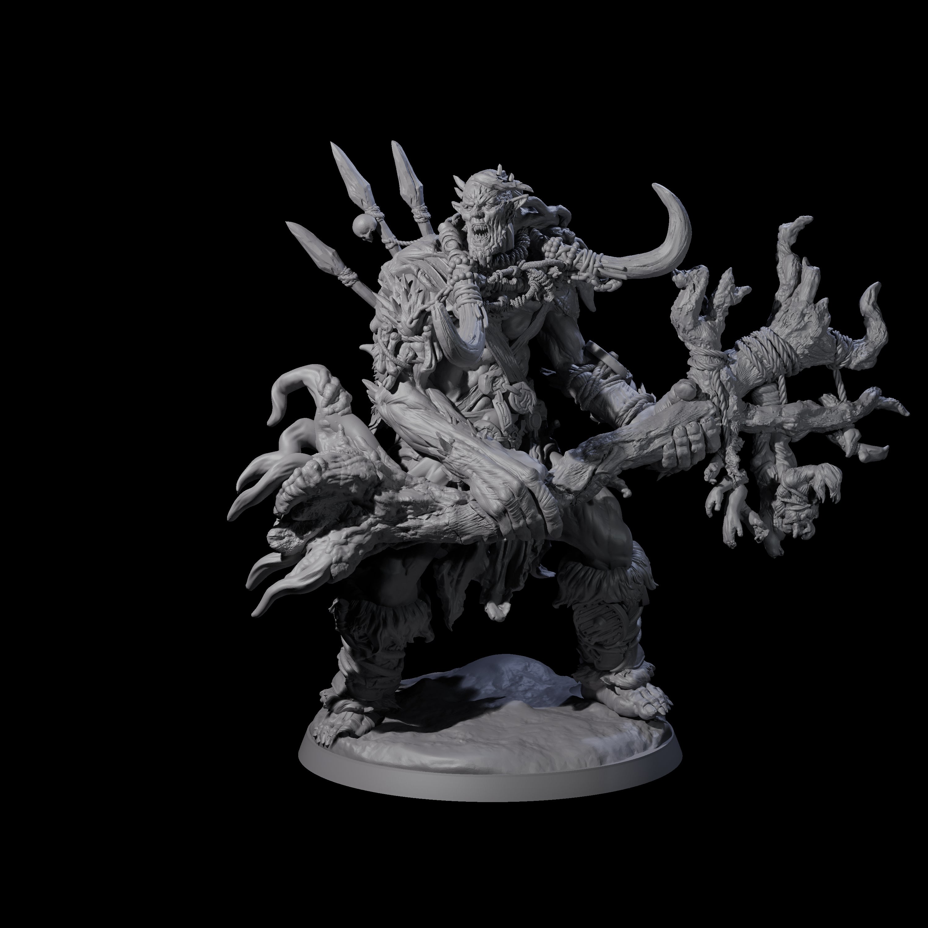 Tree Trunk Swinging Frost Giant Miniature for Dungeons and Dragons, Pathfinder or other TTRPGs