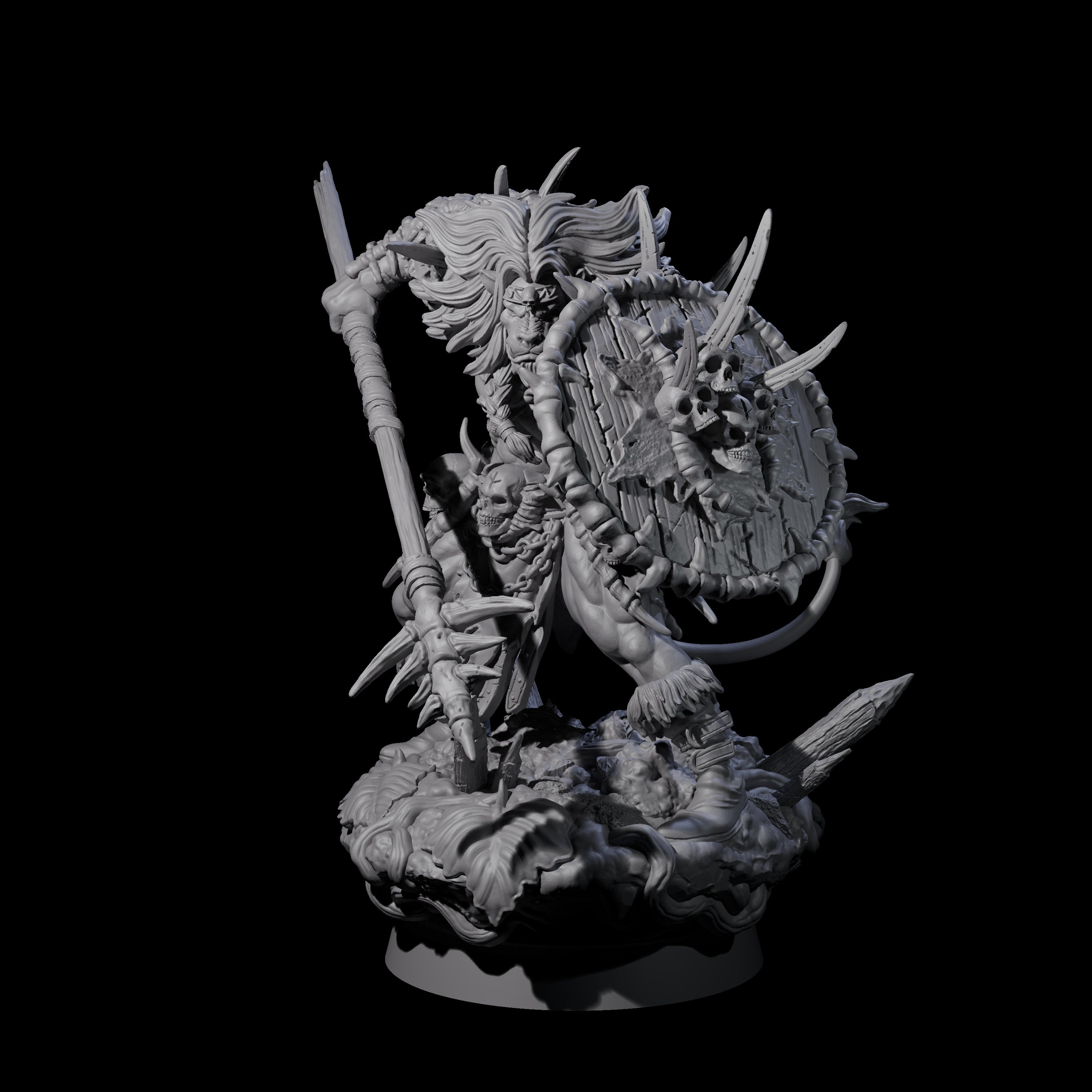 Tribal Leonin Barbarian Miniature for Dungeons and Dragons, Pathfinder or other TTRPGs