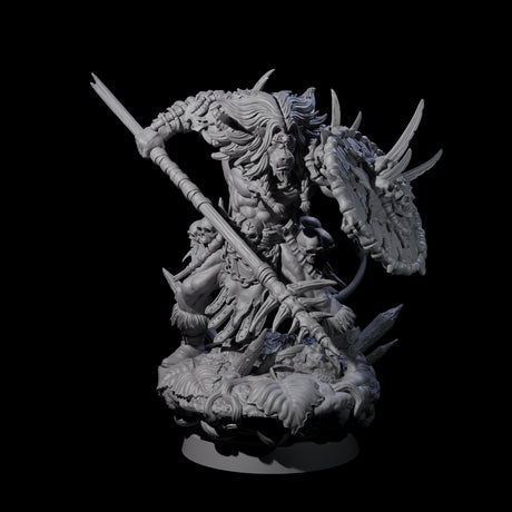 Tribal Leonin Barbarian Miniature for Dungeons and Dragons, Pathfinder or other TTRPGs