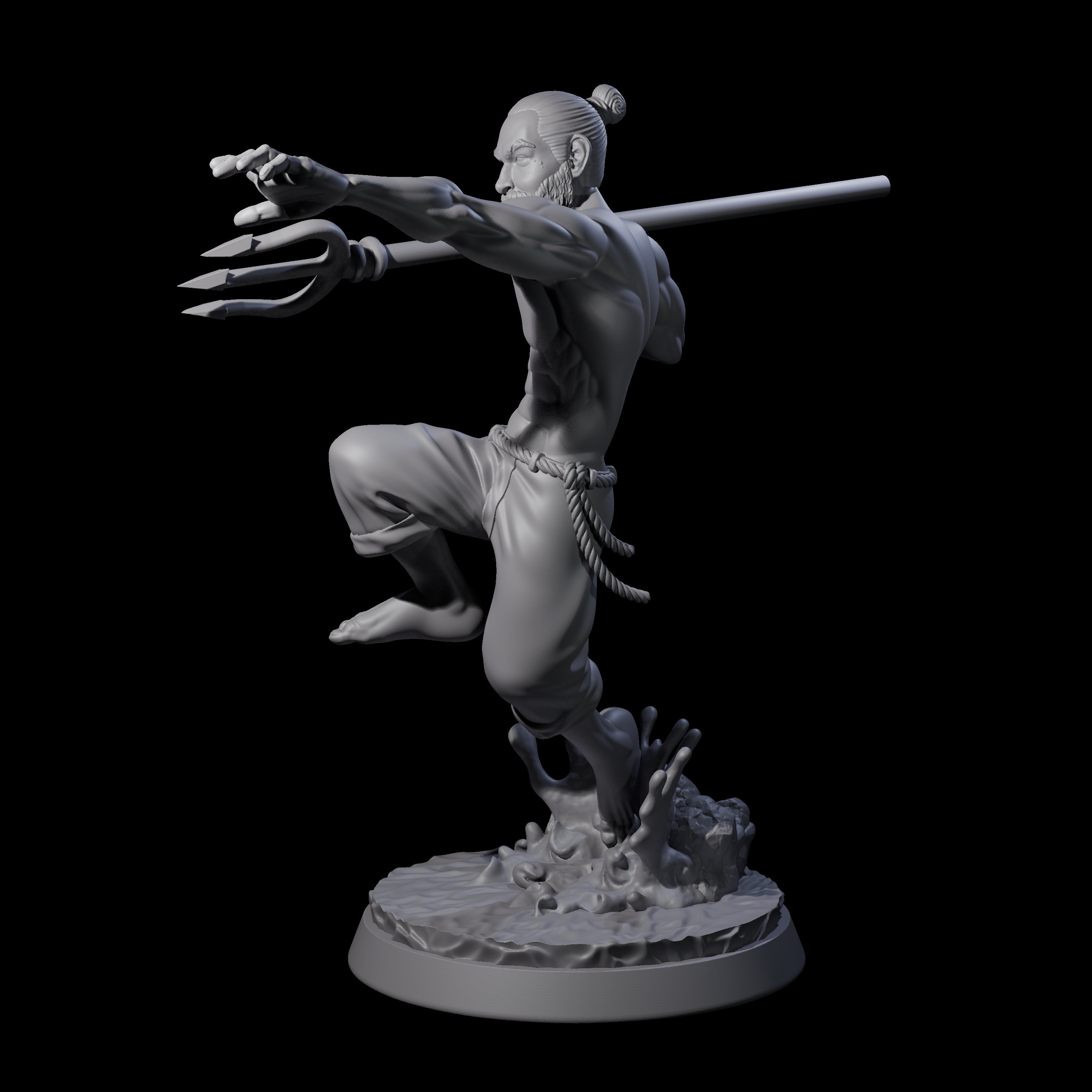Trident Throwing Swimmer Miniature for Dungeons and Dragons, Pathfinder or other TTRPGs