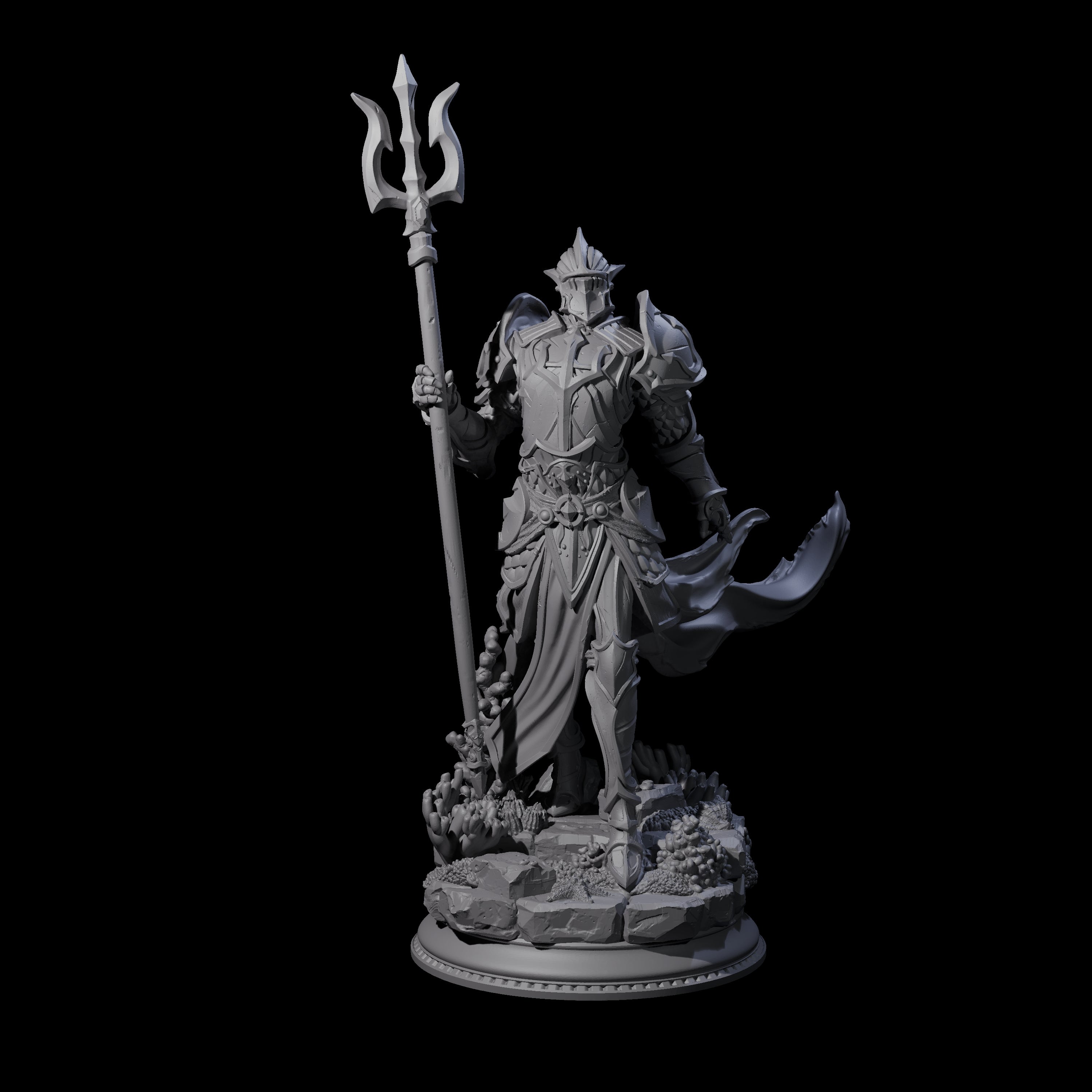 Trident Wielding Ocean Warrior Miniature for Dungeons and Dragons, Pathfinder or other TTRPGs