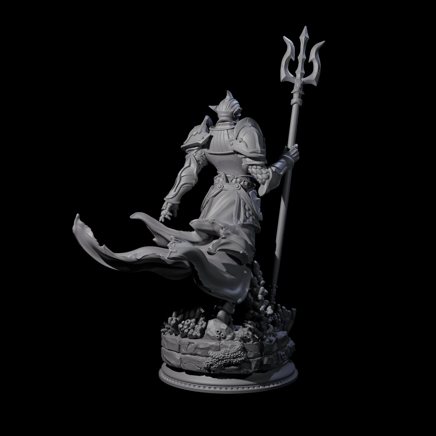 Trident Wielding Ocean Warrior Miniature for Dungeons and Dragons, Pathfinder or other TTRPGs