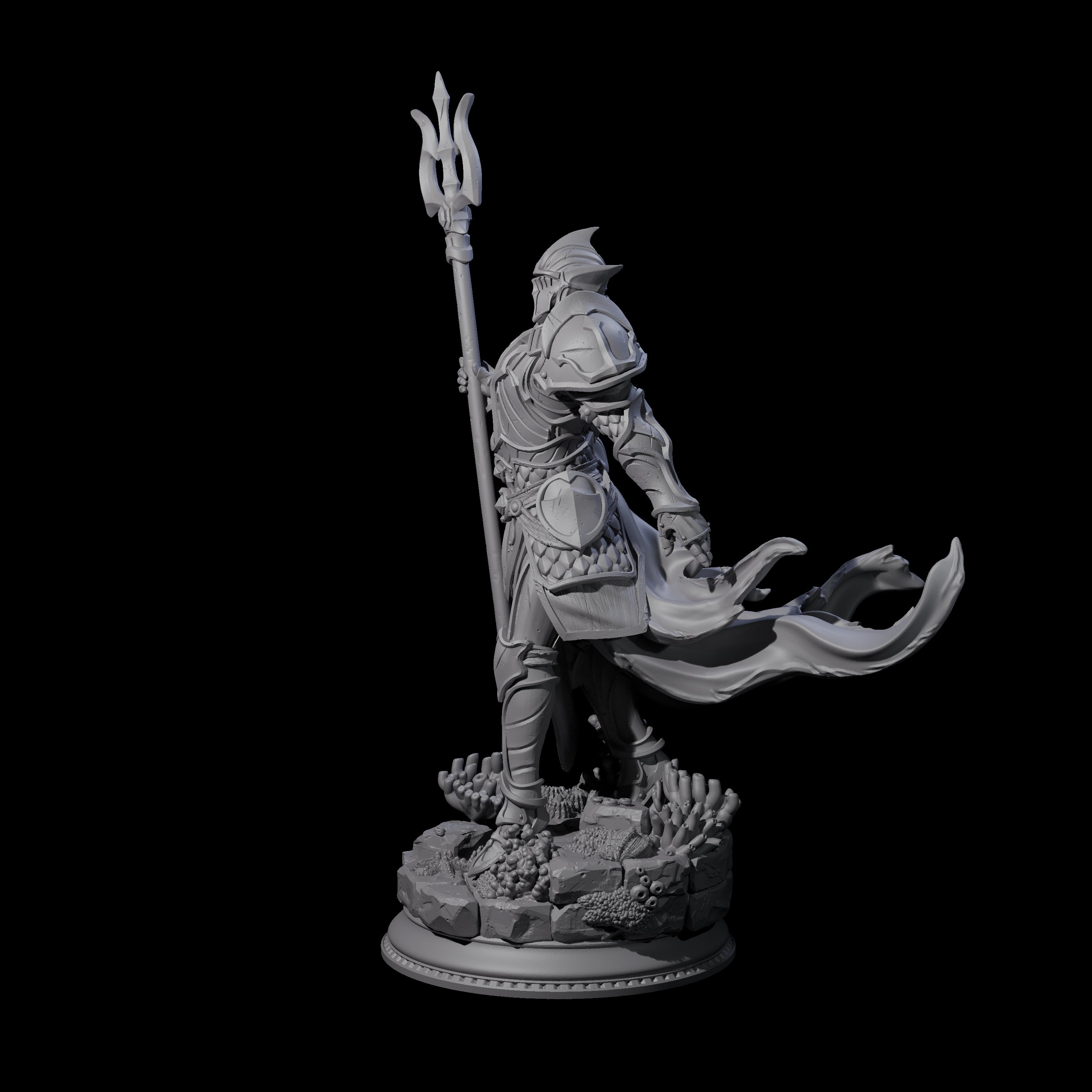 Trident Wielding Ocean Warrior Miniature for Dungeons and Dragons, Pathfinder or other TTRPGs