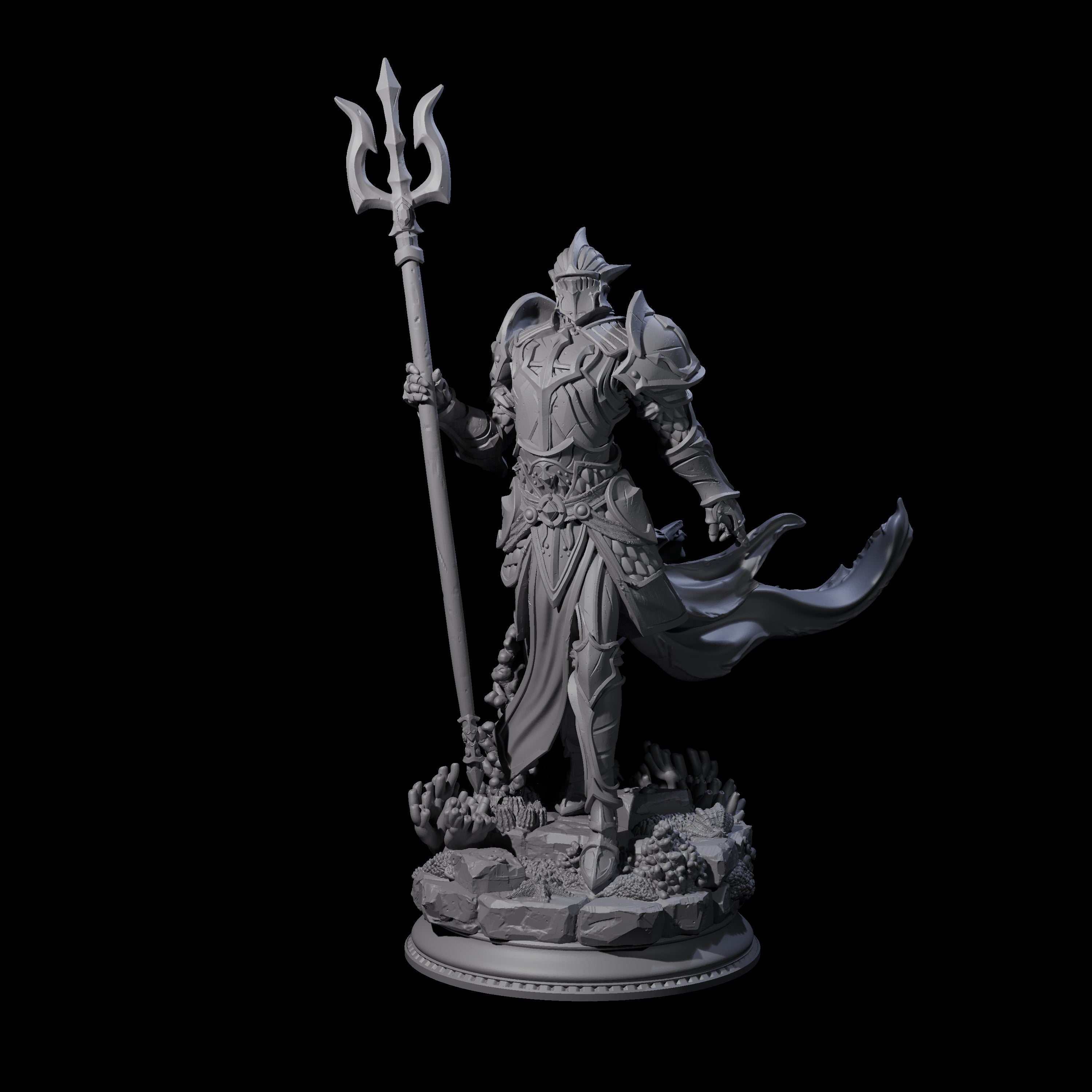 Trident Wielding Ocean Warrior Miniature for Dungeons and Dragons, Pathfinder or other TTRPGs