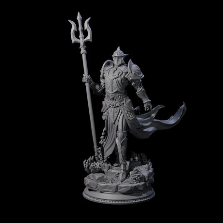 Trident Wielding Ocean Warrior Miniature for Dungeons and Dragons, Pathfinder or other TTRPGs