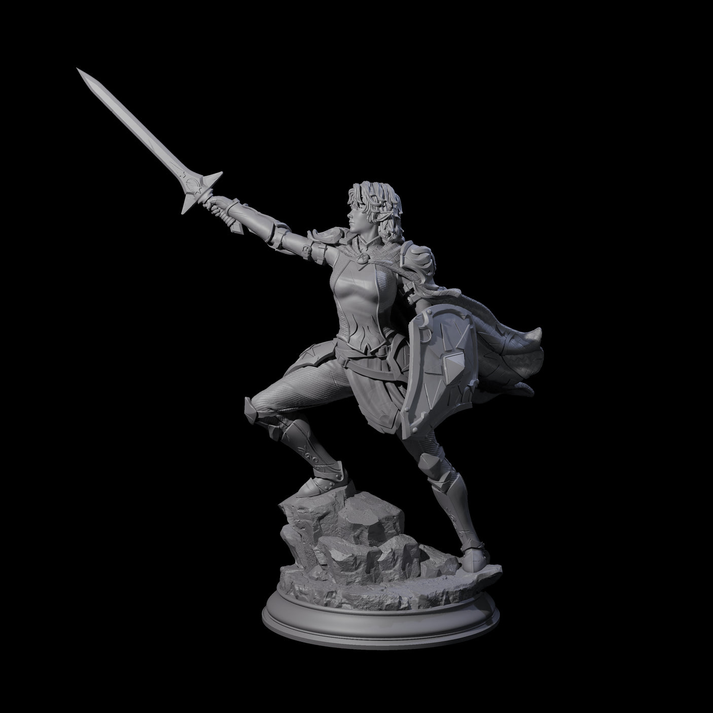 Triumphant Elf Warrior Miniature for Dungeons and Dragons, Pathfinder or other TTRPGs