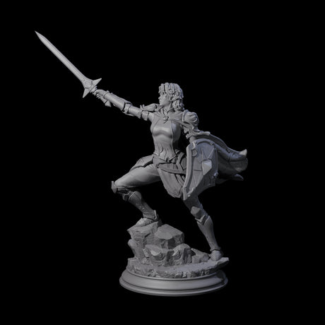 Triumphant Elf Warrior Miniature for Dungeons and Dragons, Pathfinder or other TTRPGs