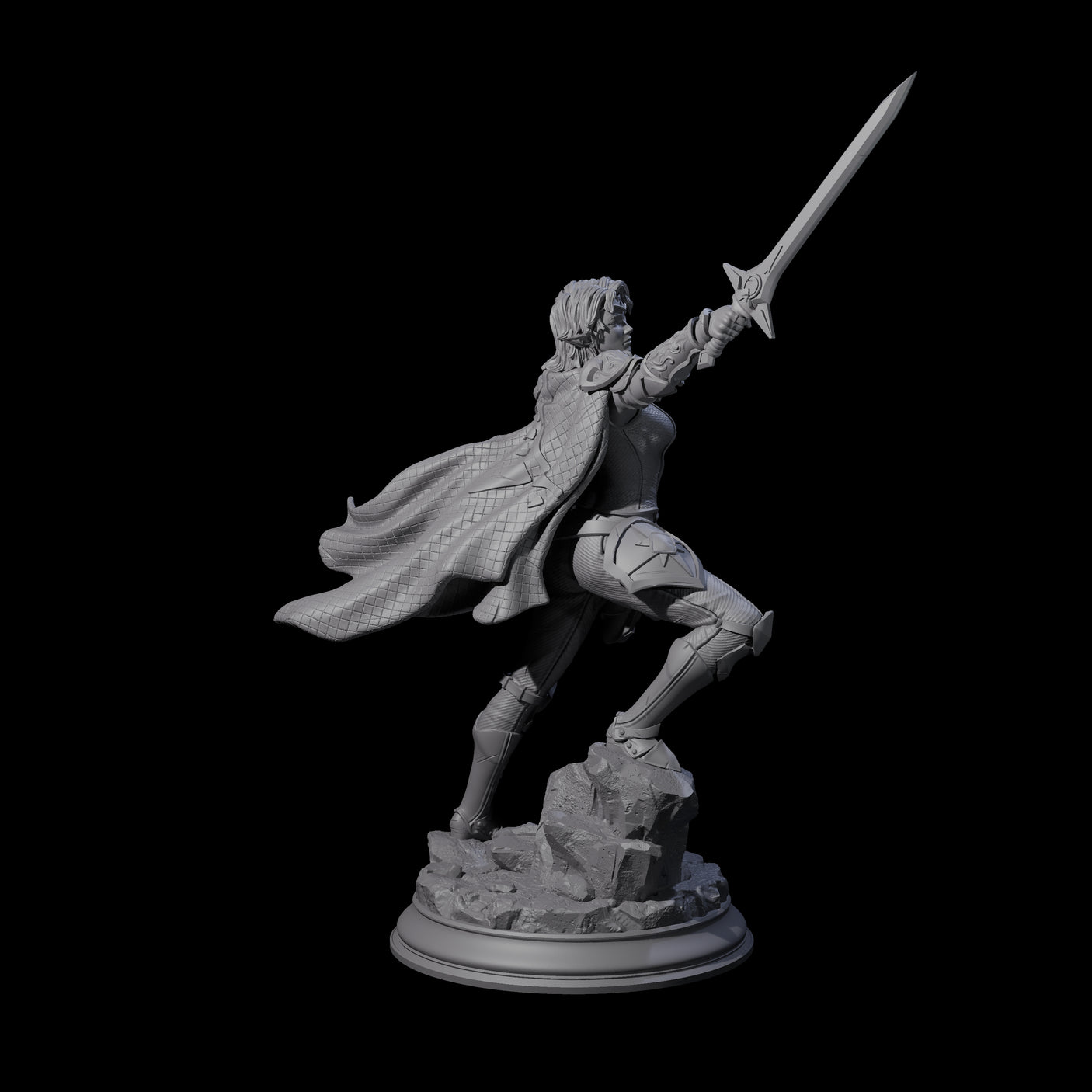Triumphant Elf Warrior Miniature for Dungeons and Dragons, Pathfinder or other TTRPGs