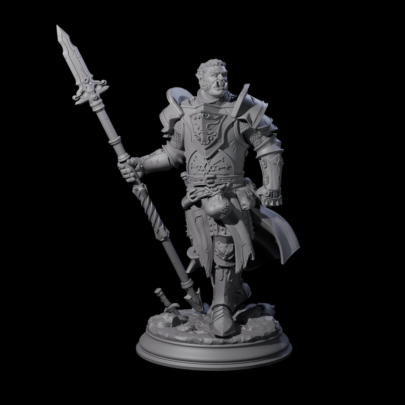 Triumphant Half Orc Paladin Miniature for Dungeons and Dragons, Pathfinder or other TTRPGs