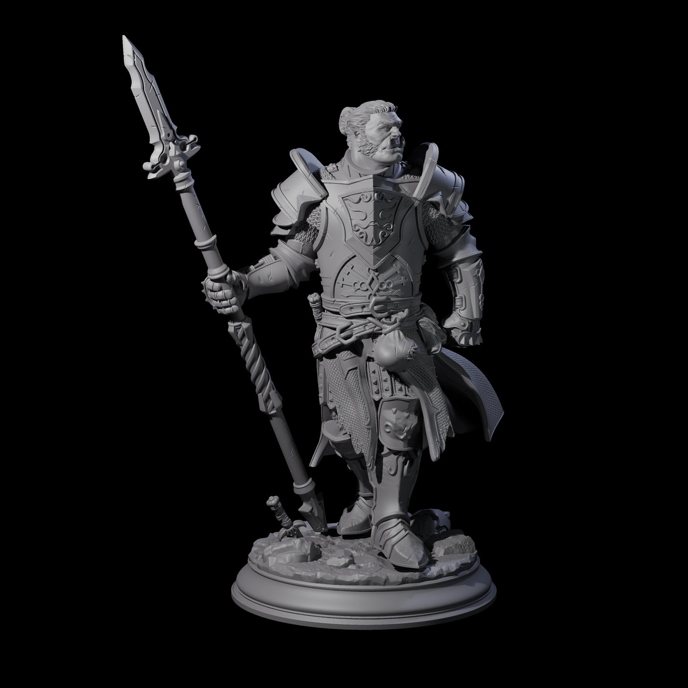 Triumphant Half Orc Paladin Miniature for Dungeons and Dragons, Pathfinder or other TTRPGs