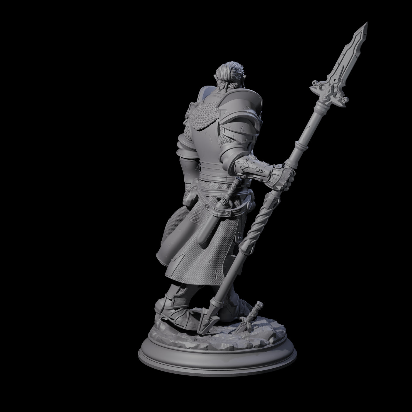 Triumphant Half Orc Paladin Miniature for Dungeons and Dragons, Pathfinder or other TTRPGs
