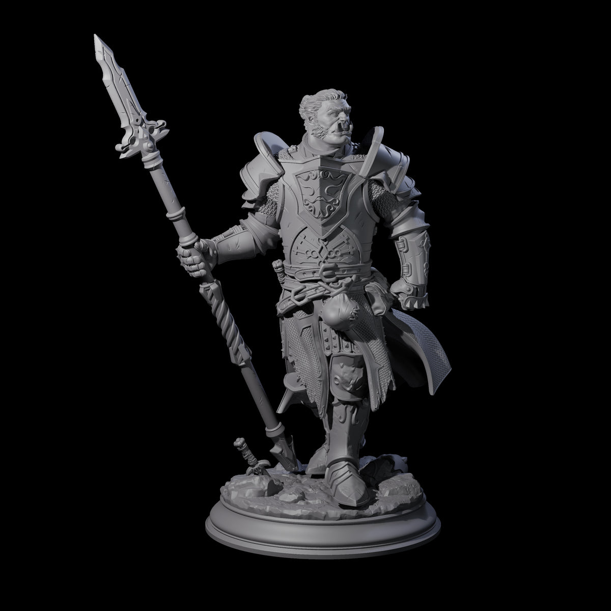 Triumphant Half Orc Paladin Miniature for Dungeons and Dragons, Pathfinder or other TTRPGs