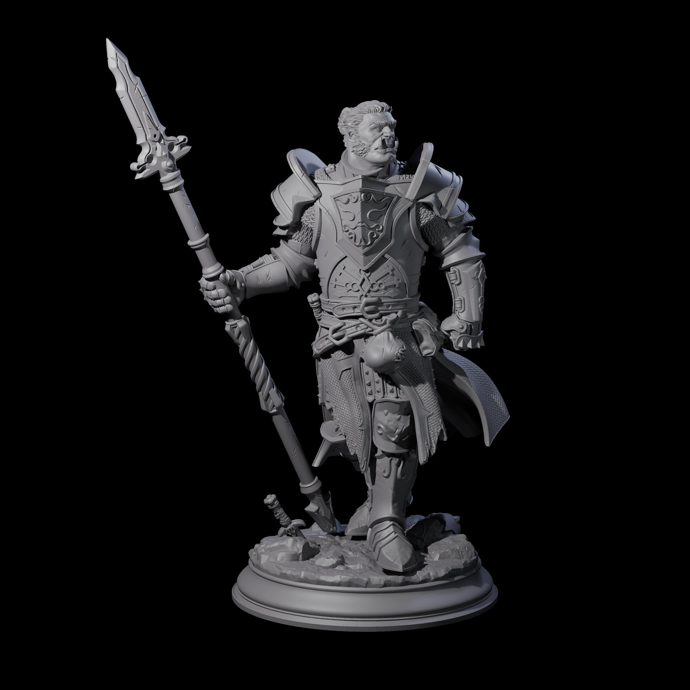 Triumphant Half Orc Paladin Miniature for Dungeons and Dragons, Pathfinder or other TTRPGs