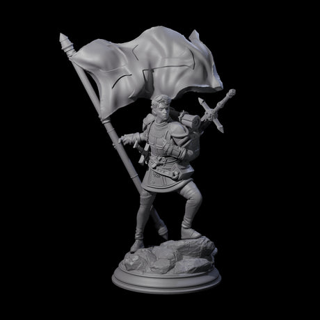 Triumphant Human Standard Bearer Miniature for Dungeons and Dragons, Pathfinder or other TTRPGs