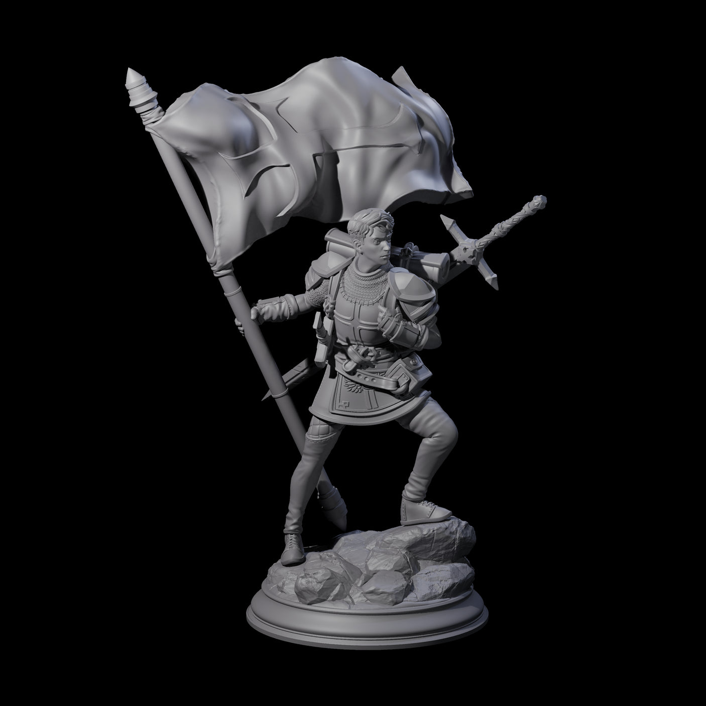 Triumphant Human Standard Bearer Miniature for Dungeons and Dragons, Pathfinder or other TTRPGs