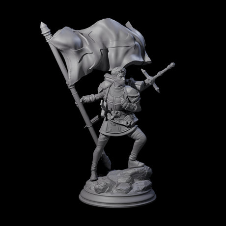 Triumphant Human Standard Bearer Miniature for Dungeons and Dragons, Pathfinder or other TTRPGs