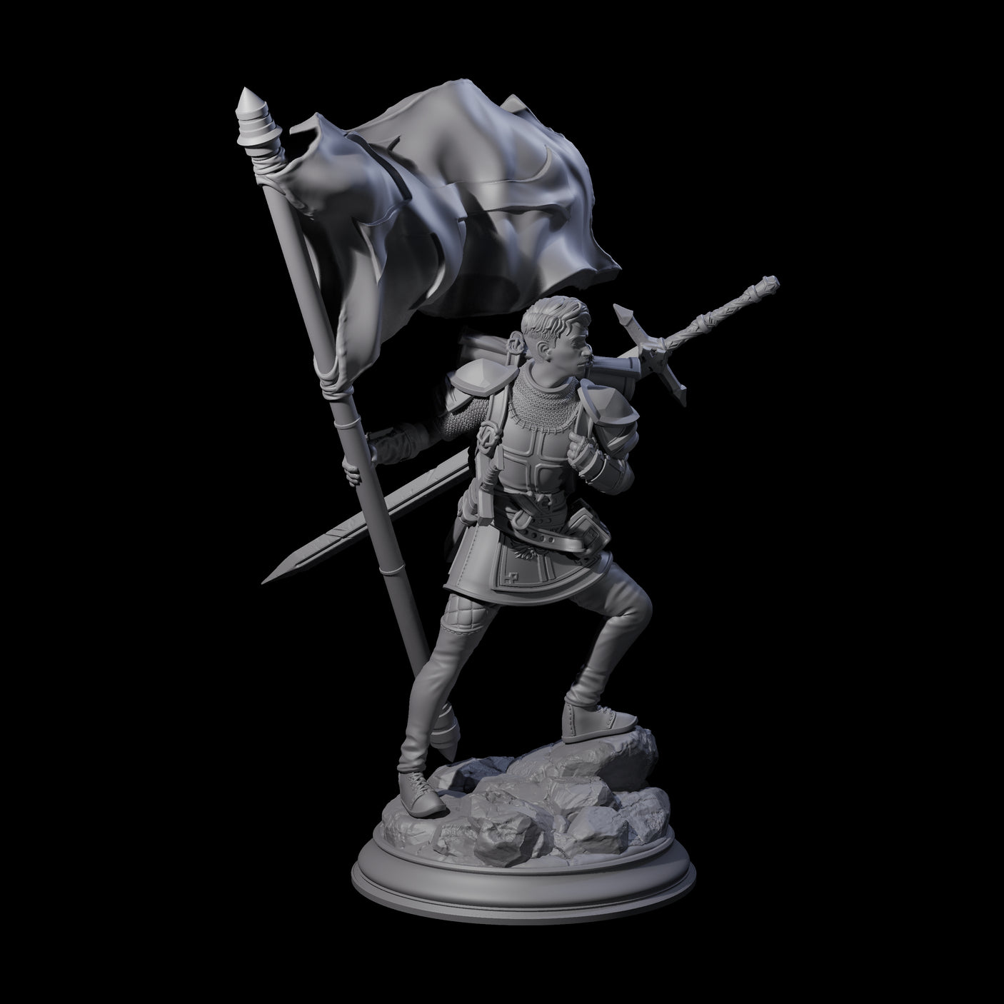 Triumphant Human Standard Bearer Miniature for Dungeons and Dragons, Pathfinder or other TTRPGs