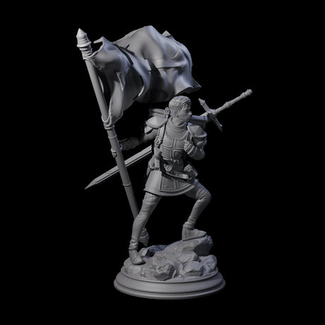 Triumphant Human Standard Bearer Miniature for Dungeons and Dragons, Pathfinder or other TTRPGs