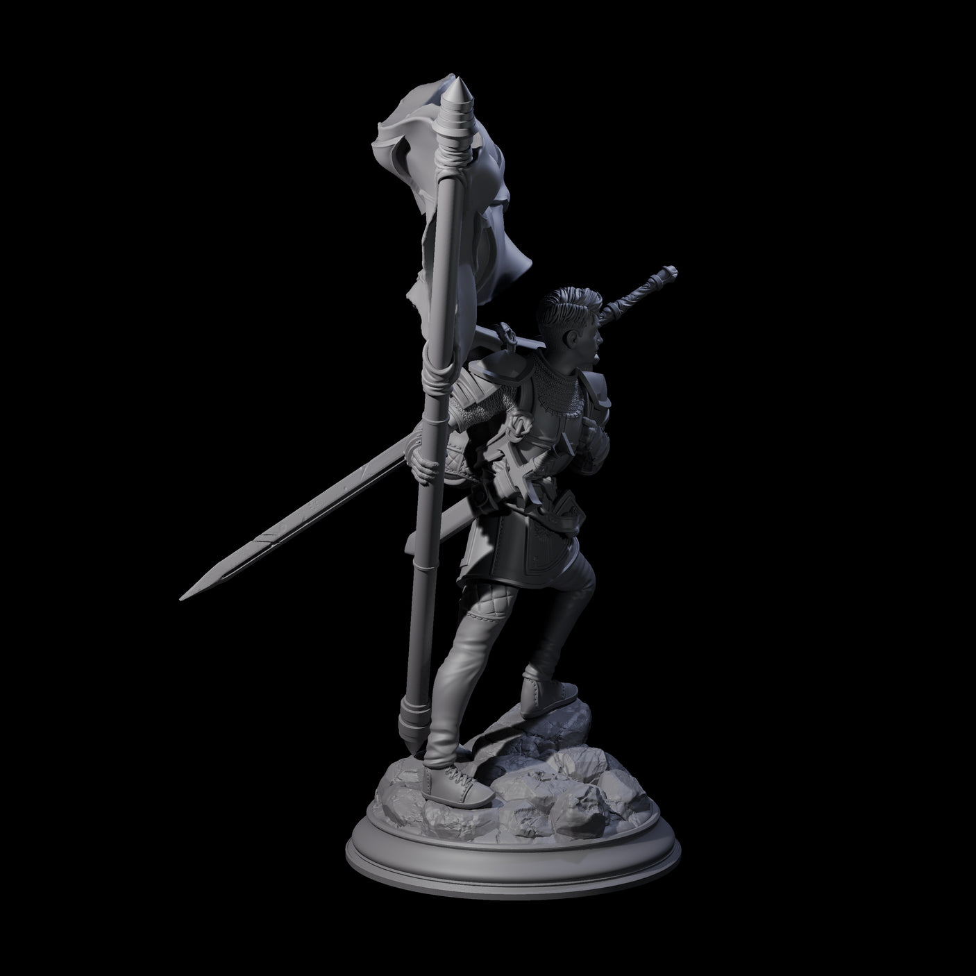 Triumphant Human Standard Bearer Miniature for Dungeons and Dragons, Pathfinder or other TTRPGs