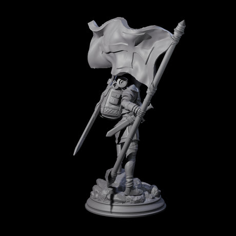 Triumphant Human Standard Bearer Miniature for Dungeons and Dragons, Pathfinder or other TTRPGs
