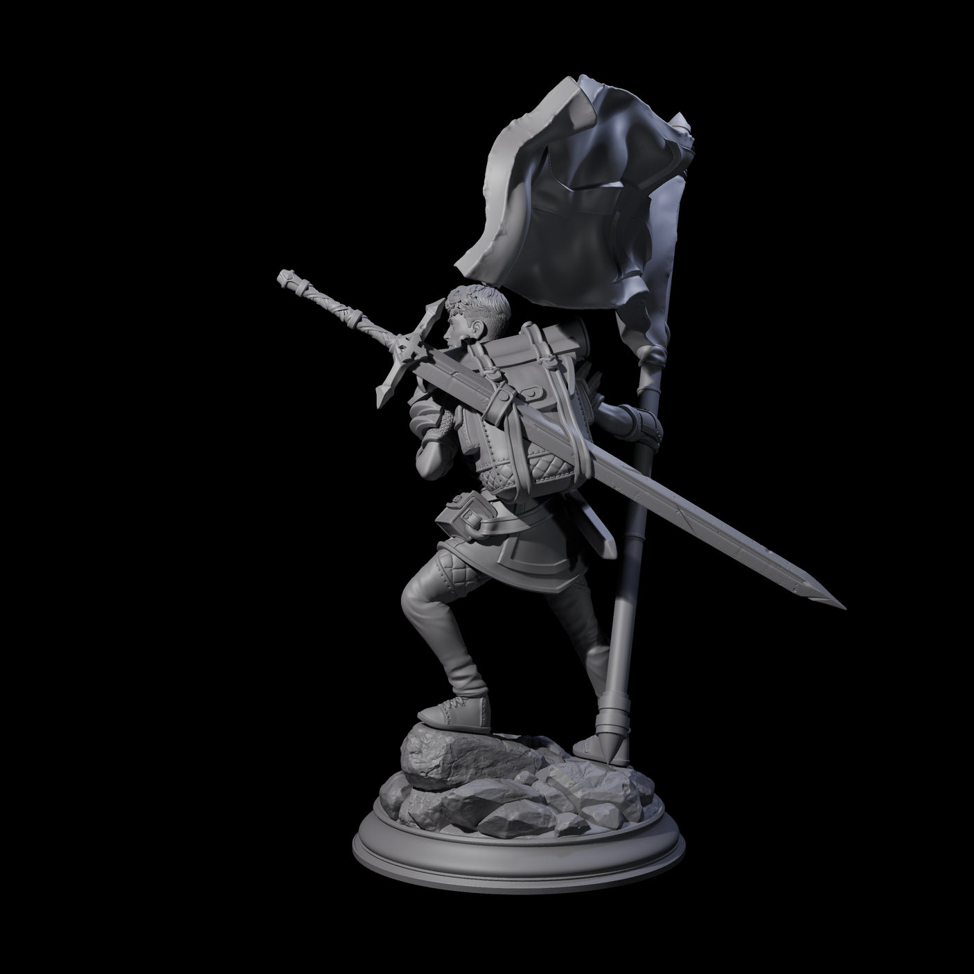 Triumphant Human Standard Bearer Miniature for Dungeons and Dragons, Pathfinder or other TTRPGs