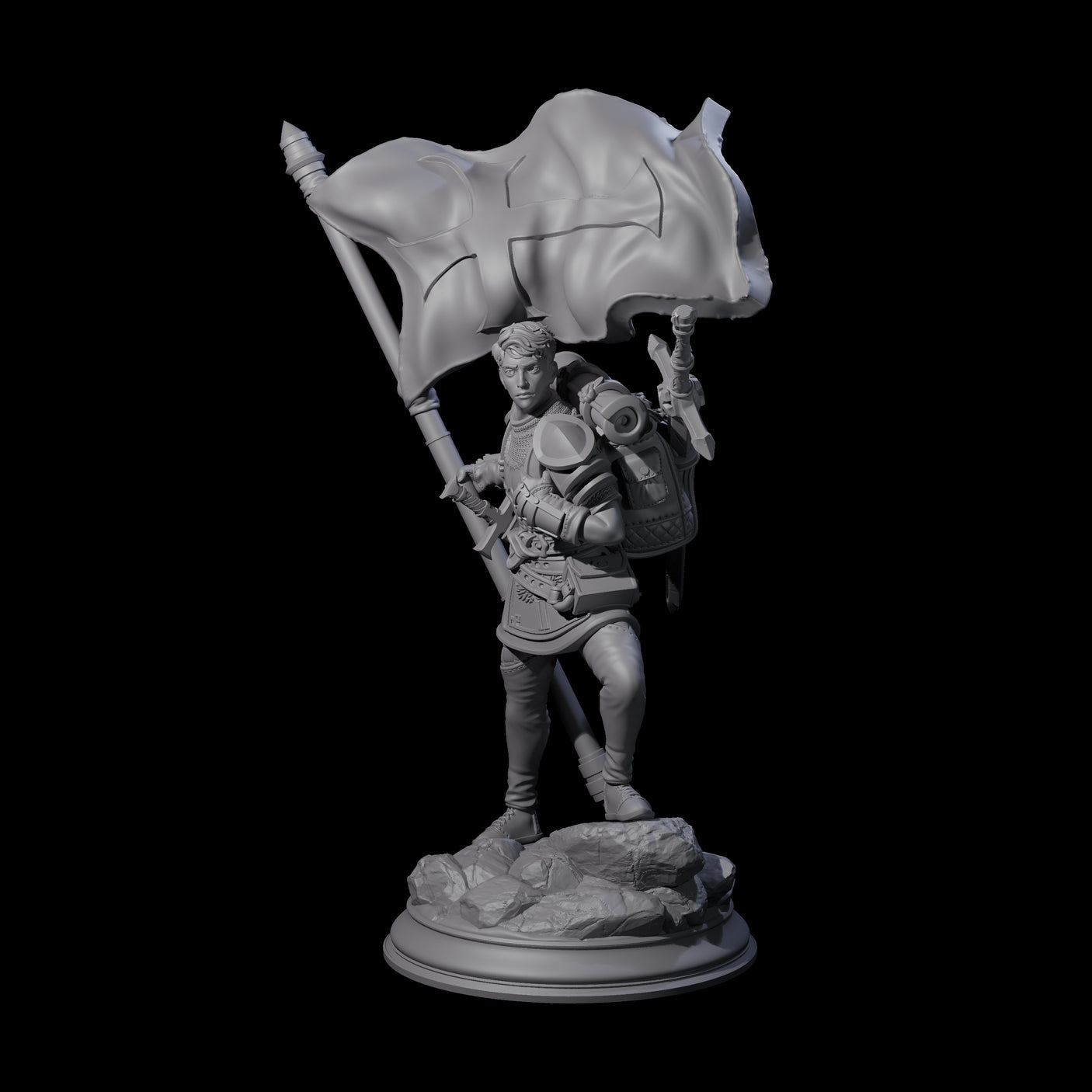 Triumphant Human Standard Bearer Miniature for Dungeons and Dragons, Pathfinder or other TTRPGs
