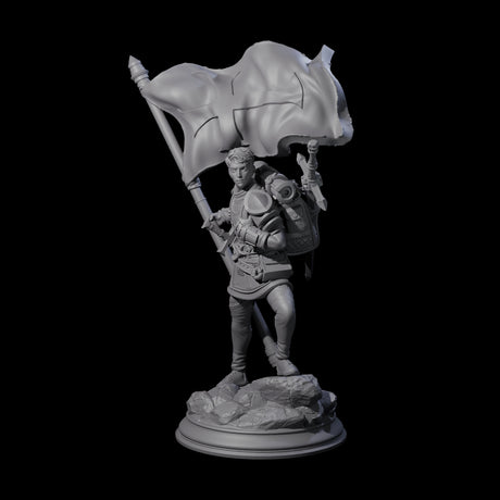 Triumphant Human Standard Bearer Miniature for Dungeons and Dragons, Pathfinder or other TTRPGs