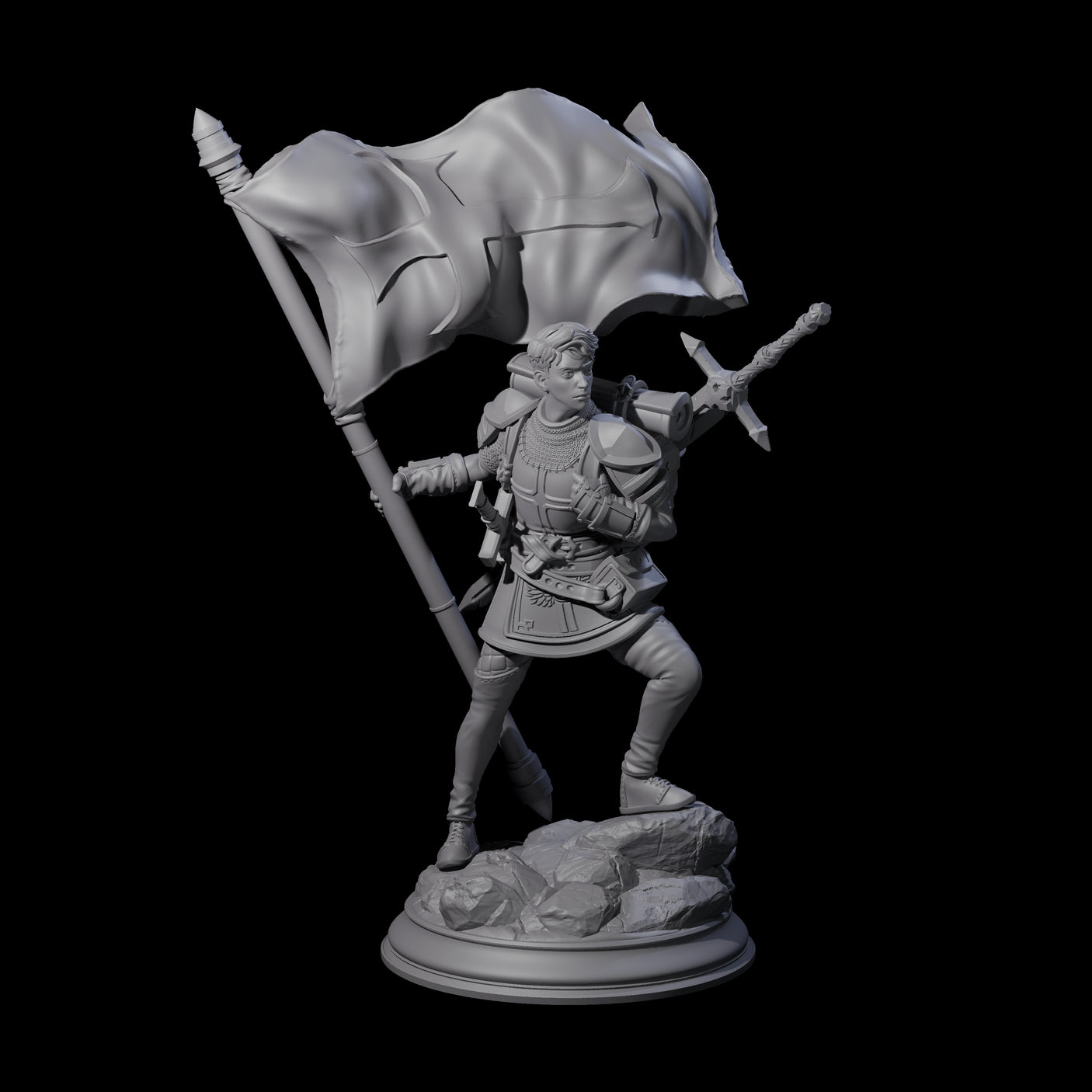 Triumphant Human Standard Bearer Miniature for Dungeons and Dragons, Pathfinder or other TTRPGs